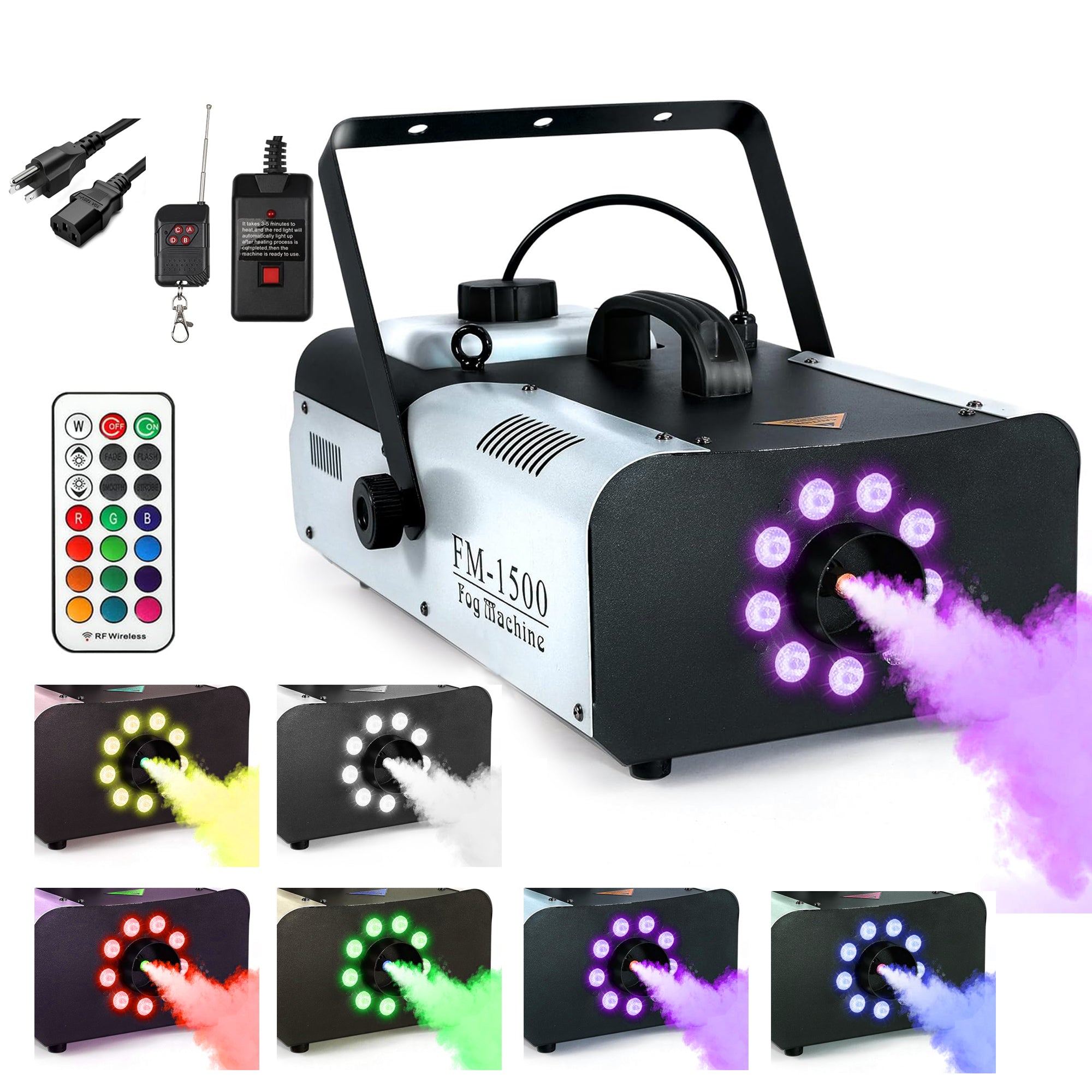 5 Core Fog Machine 1500W Smoke Machine 6000CFM Liquid Low Lying Indoor Outdoor Water Based 2.5L Fog Maker w LED Lights Fogger for Halloween Wedding Party Christmas Stage Effect Gender Reveal - FOG 1500