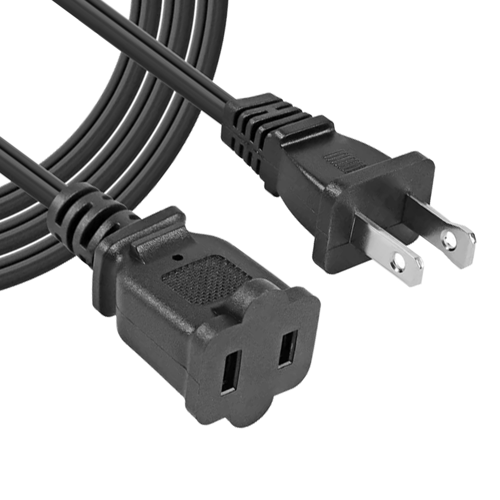 5 Core AC Power Cord 10 Ft • US Polarized Male to Female 2 Prong Extension Adapter Cords 16AWG 125V 1/2 Pc