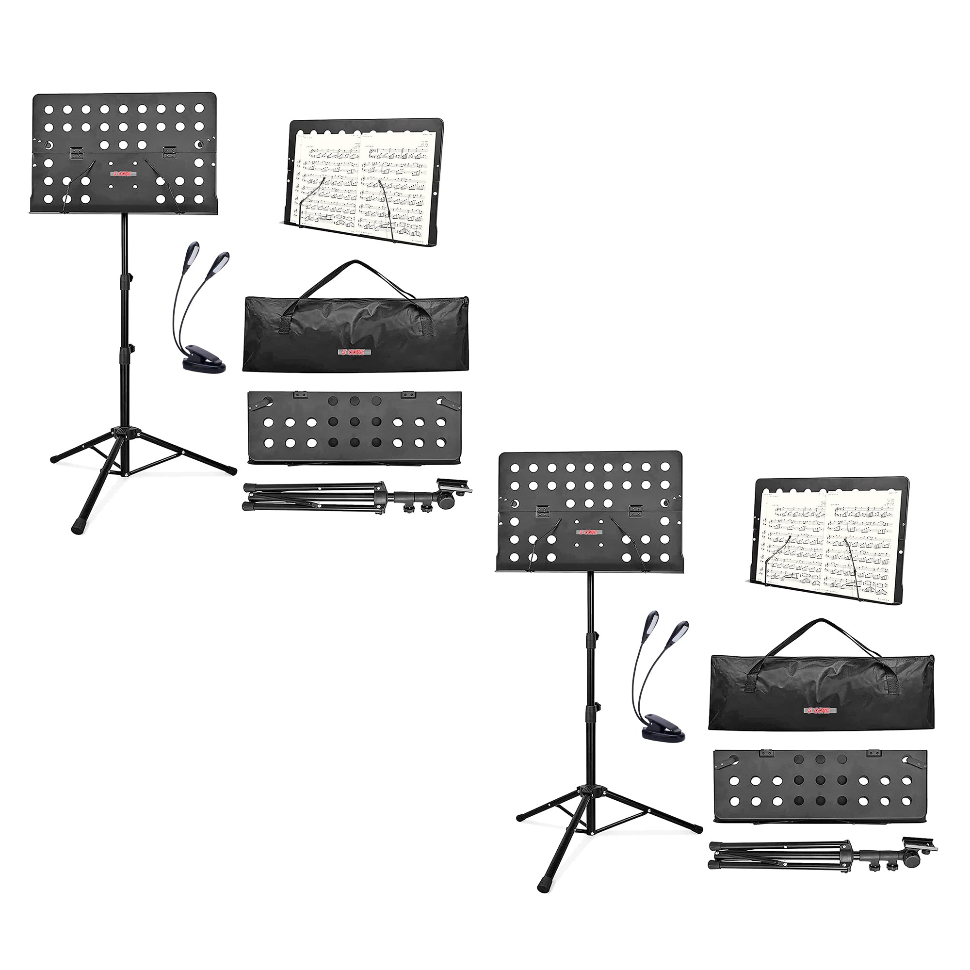 5Core Music Stand For Sheet Music Heavy Duty Foldable Note Holder Height Adjustable Tripod 1/2 Pc