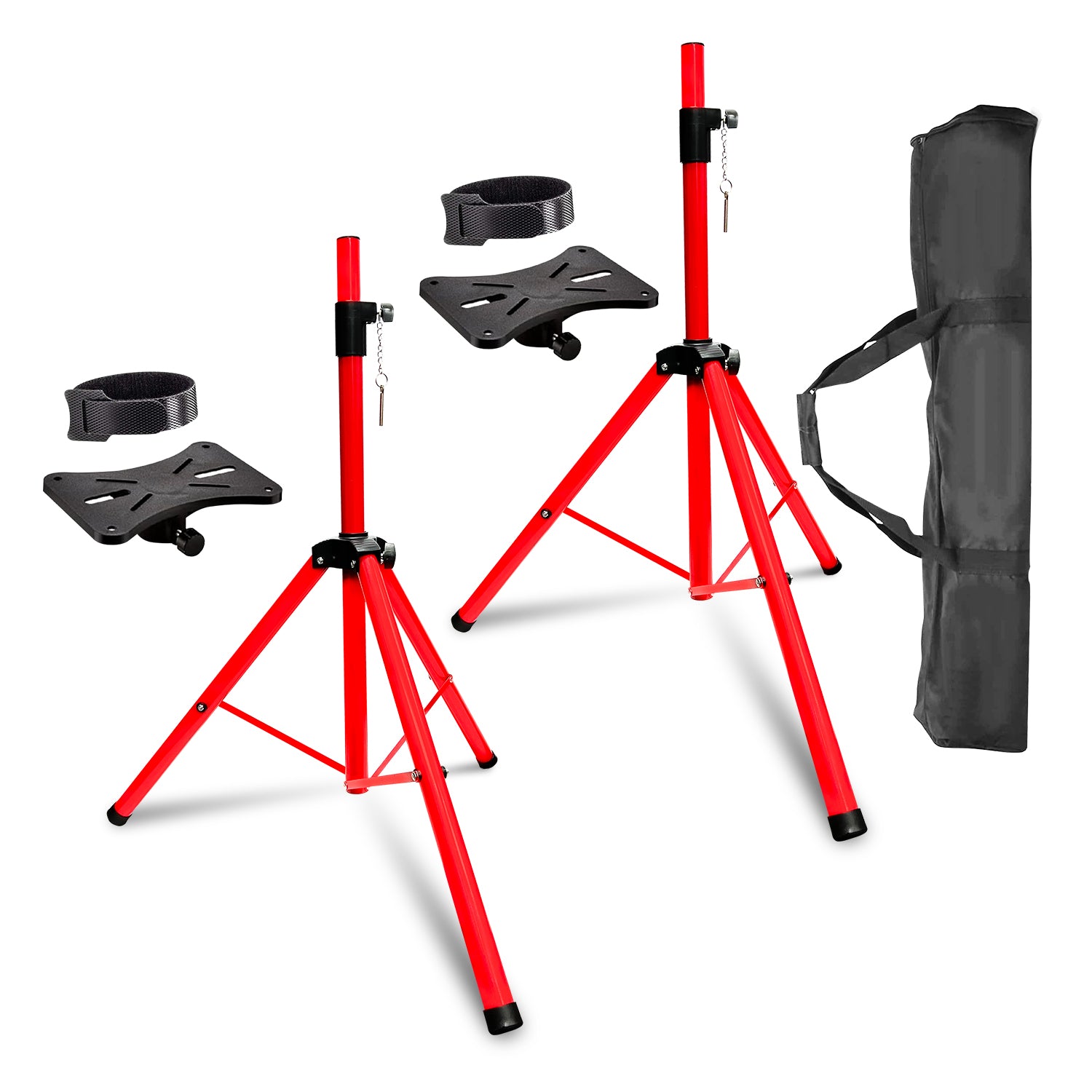 5Core Speaker Stands Tripod Tall DJ Studio Monitor stands 72" Pole Mount Red with Bag