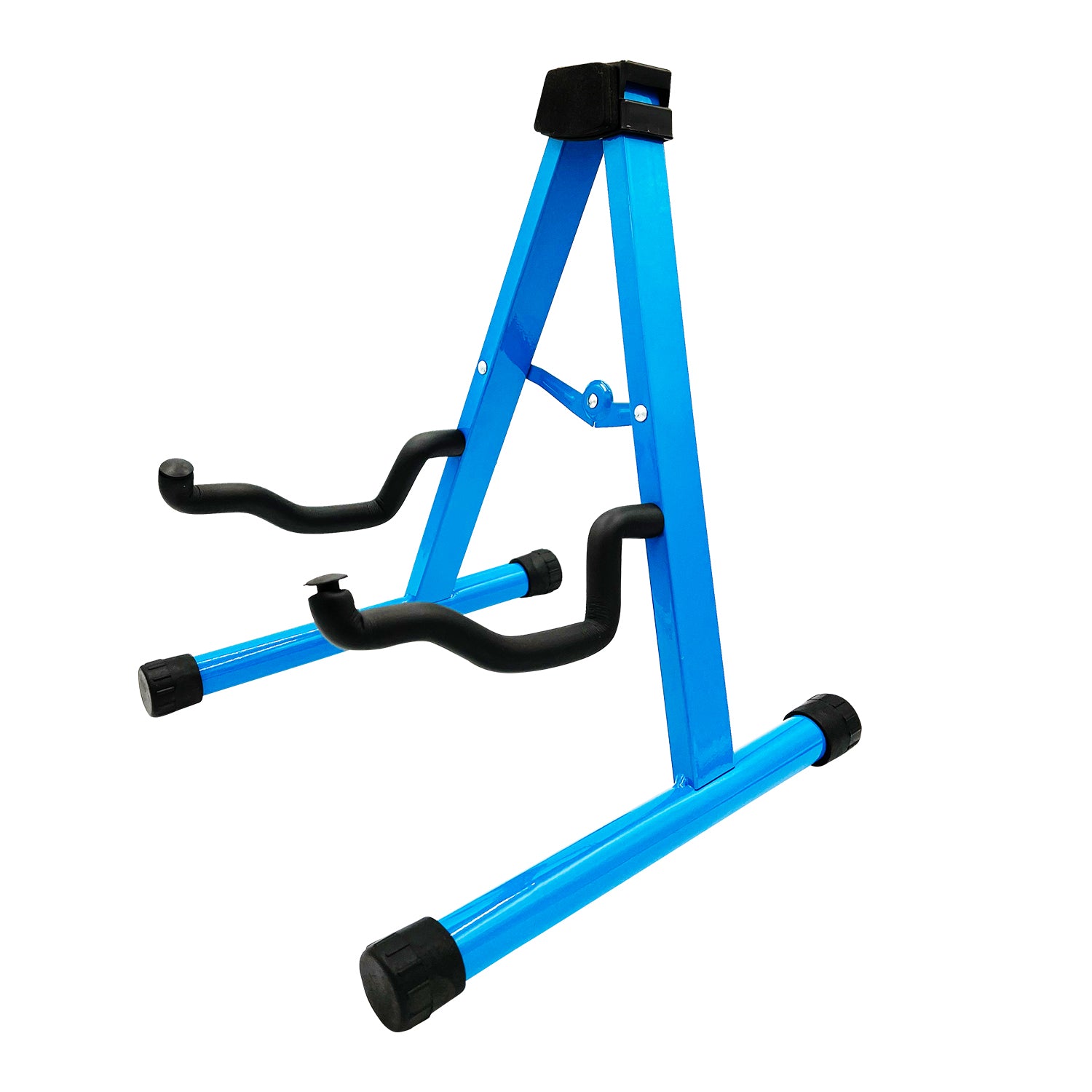 5 Core Guitar Stand 1 Piece Blue Adjustable Guitar Folding A-Frame Stand for Acoustic and Electric Guitars with Non-Slip Rubber and Soft Foam Arms - GSS BLU