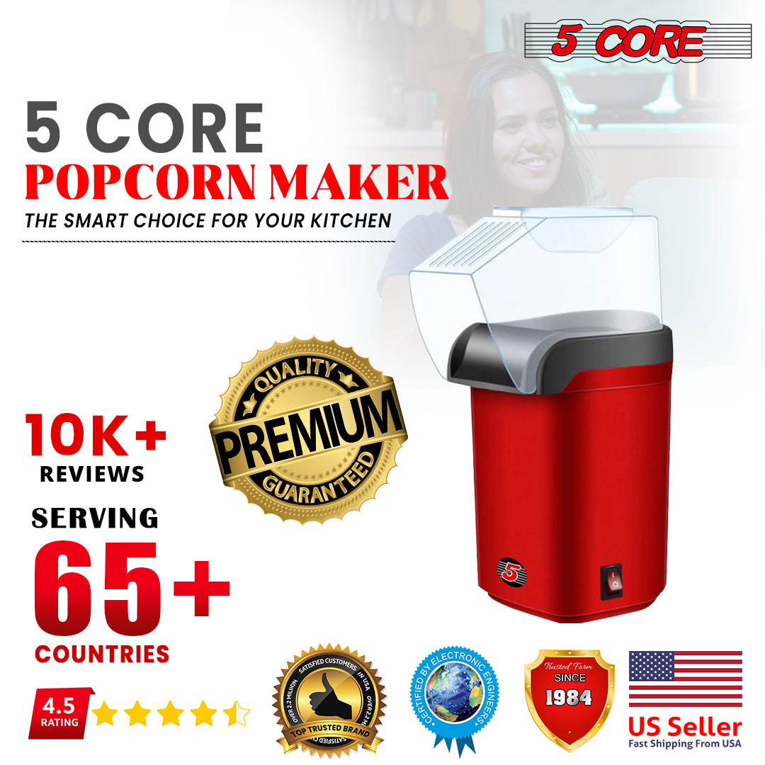5Core Popcorn Machine Hot Air Electric Popper Kernel Corn Maker Bpa Free No Oil POP R