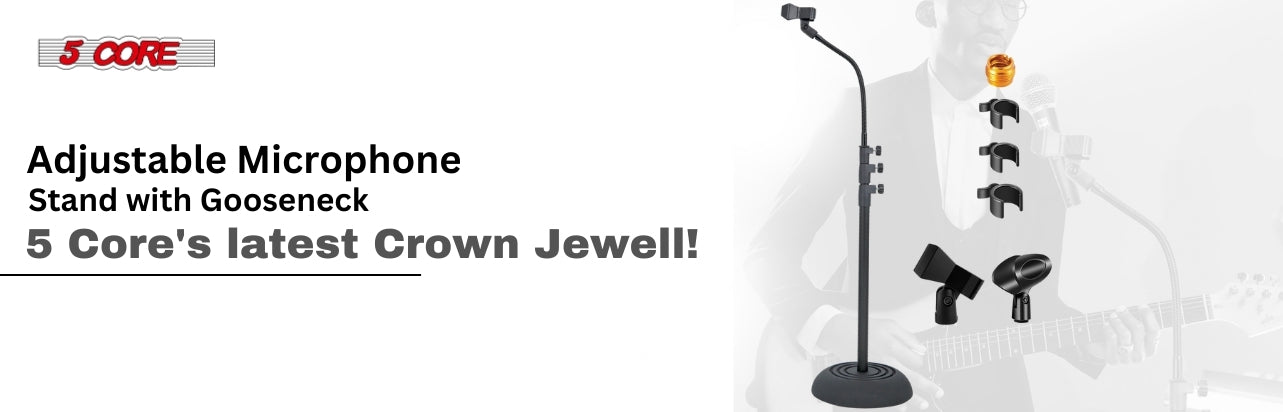Adjustable Microphone Stand with Gooseneck - 5 Core's latest Crown Jewell!