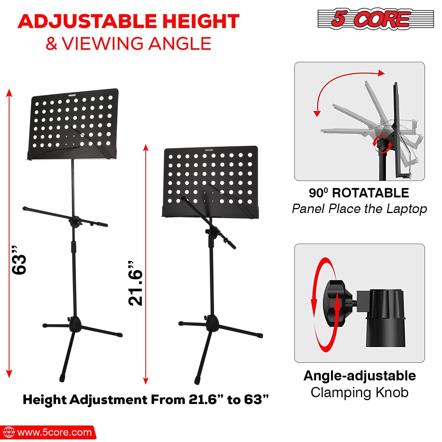 5Core Handheld Dynamic Microphone + Tripod Sheet Music Stand With Mic Holder