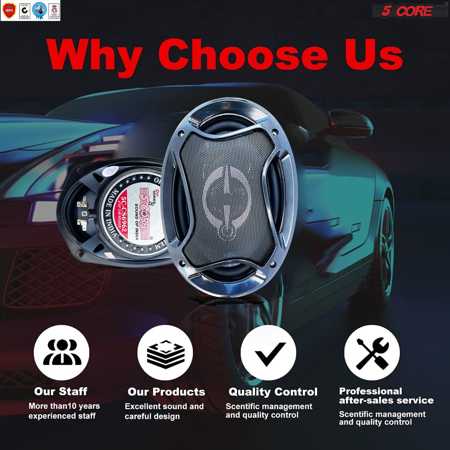 5 Core Car Speaker Coaxial 3 Way 6X9" Sold In Pair 800 Watts PMPO Full Range Speakers For Car Audio Premium Quality - CS6962