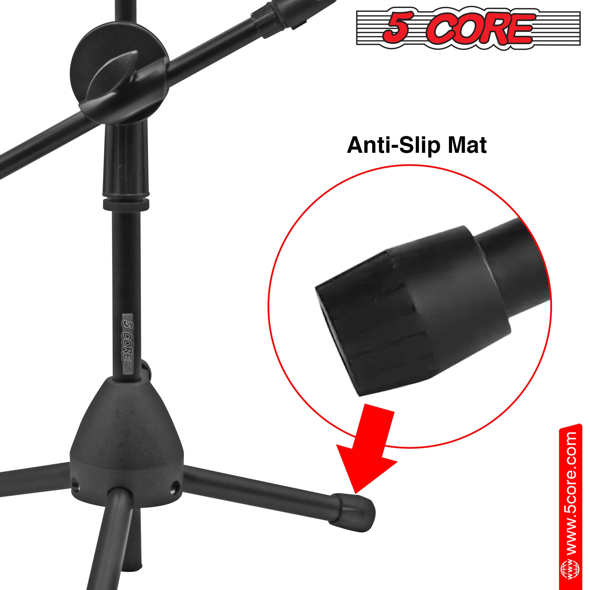 5 Core Short Microphone Stand with Boom Arm Height Adjustable Low Profile Mic Tripod Stand Black Mini Mic Stand 360 Rotating with Dual Mic Clip Holders - MS DBL S