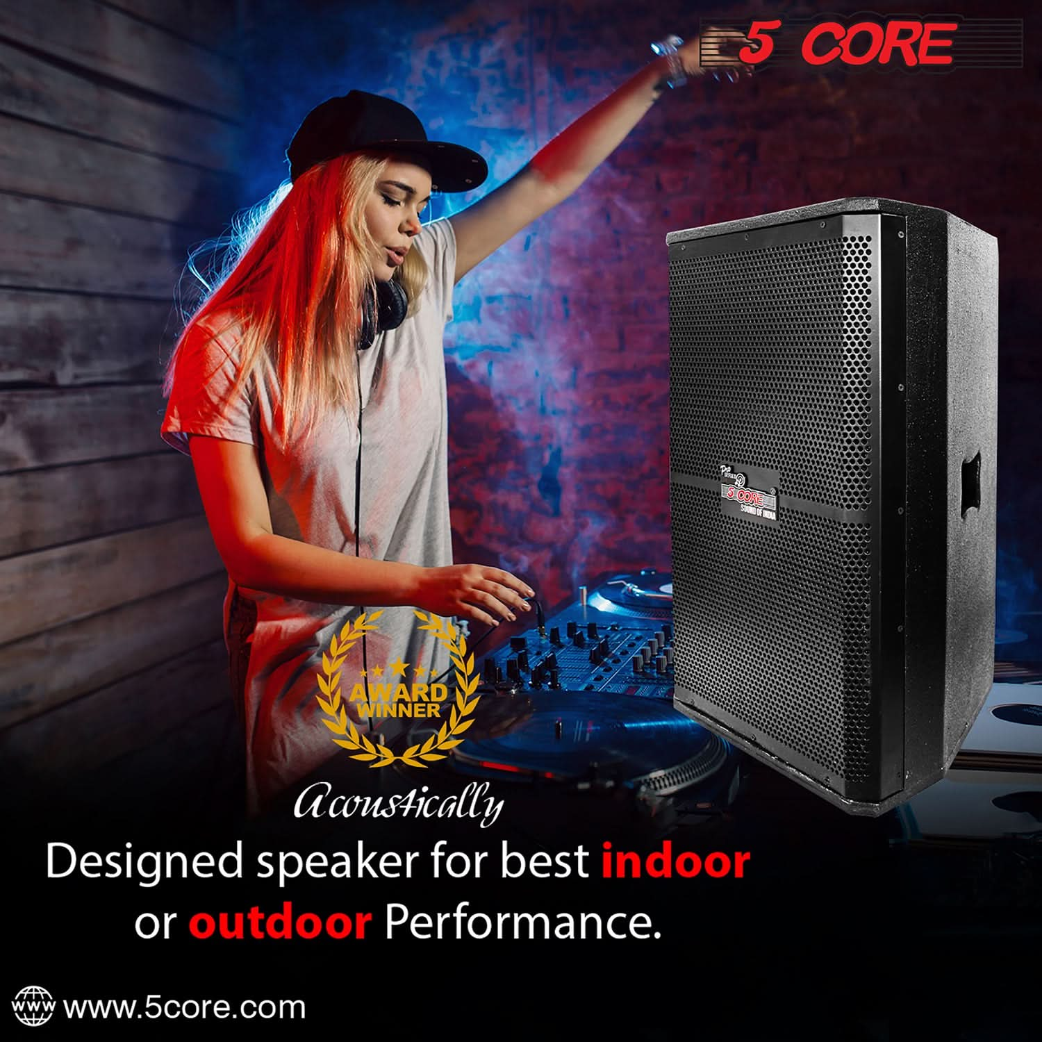 5Core Portable Cabinet PA DJ Speaker System 15" 2000W Passive 2 Way Loudspeaker  Full Range Audio