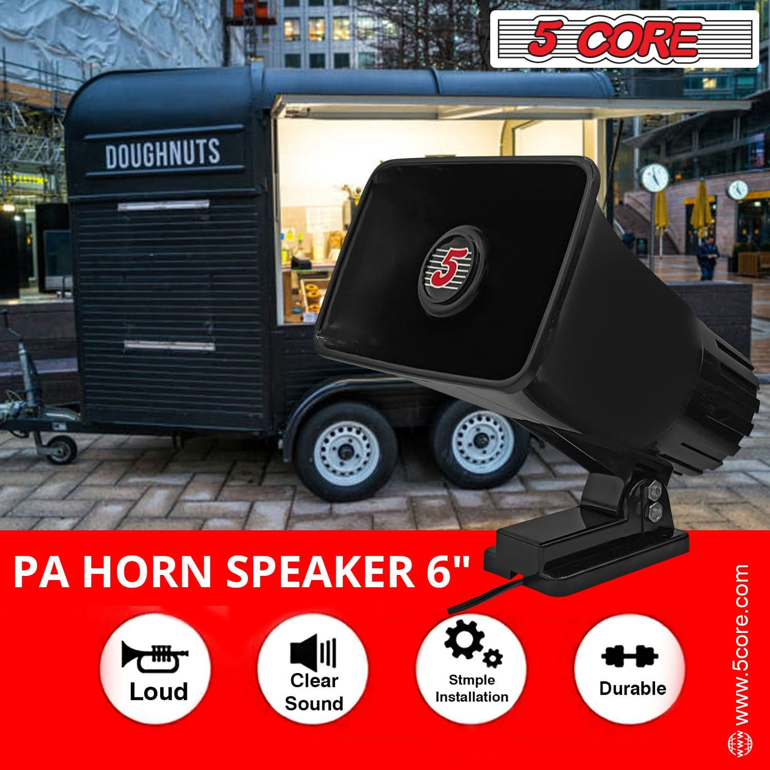 5Core Indoor Outdoor PA Horn Speaker 6 x 4 Inch Loud PA System 8Ohm 50W Loud Siren