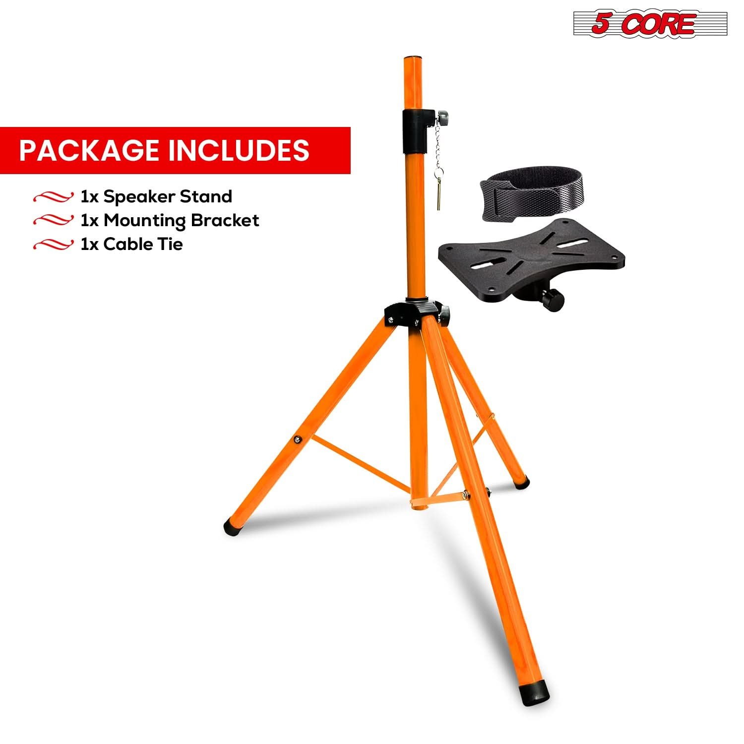 5Core Speaker Stand Tripod Tall Adjustable 72 Inch DJ Studio Monitor Stands Pole Mount BLACK