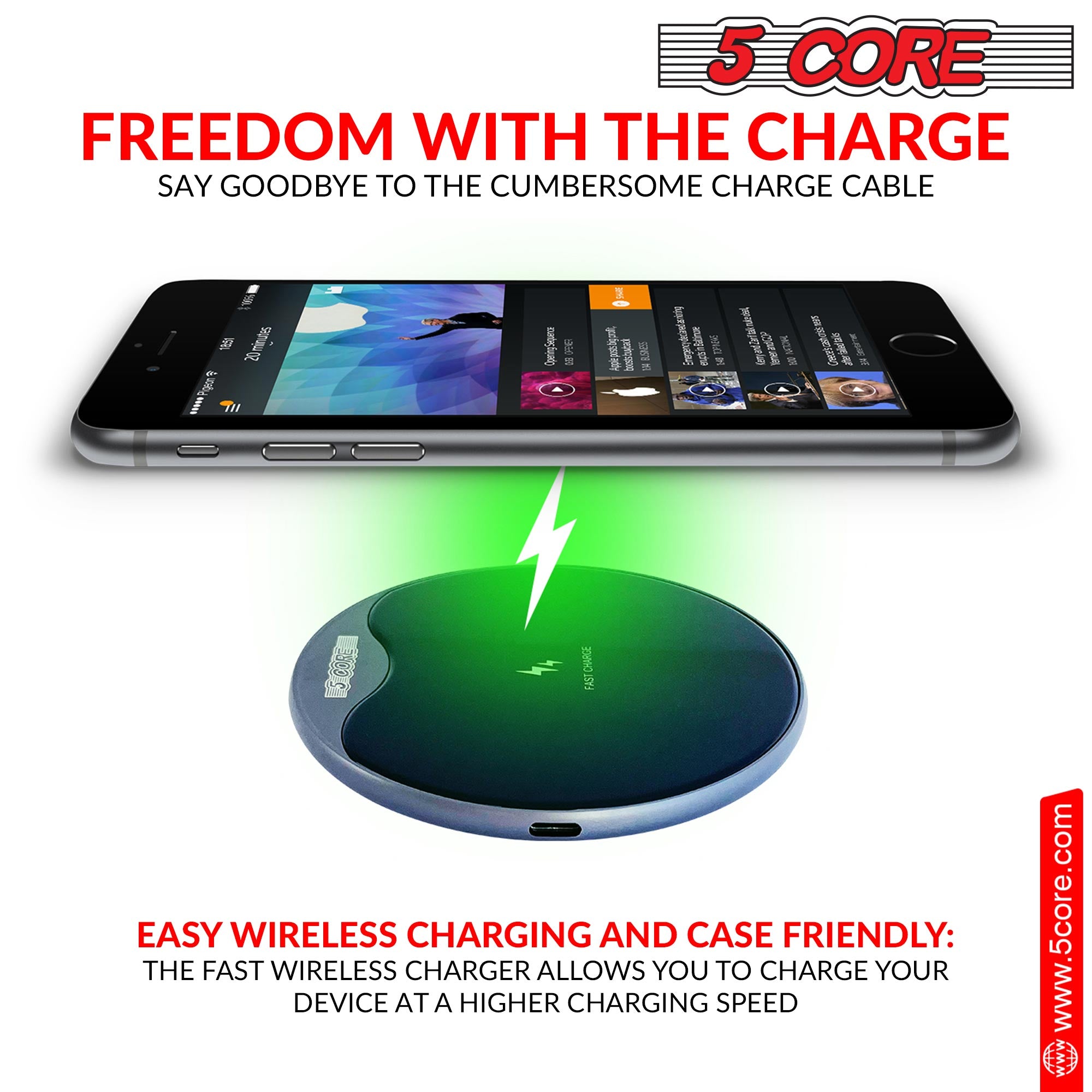 easy wireless charging and case friendly