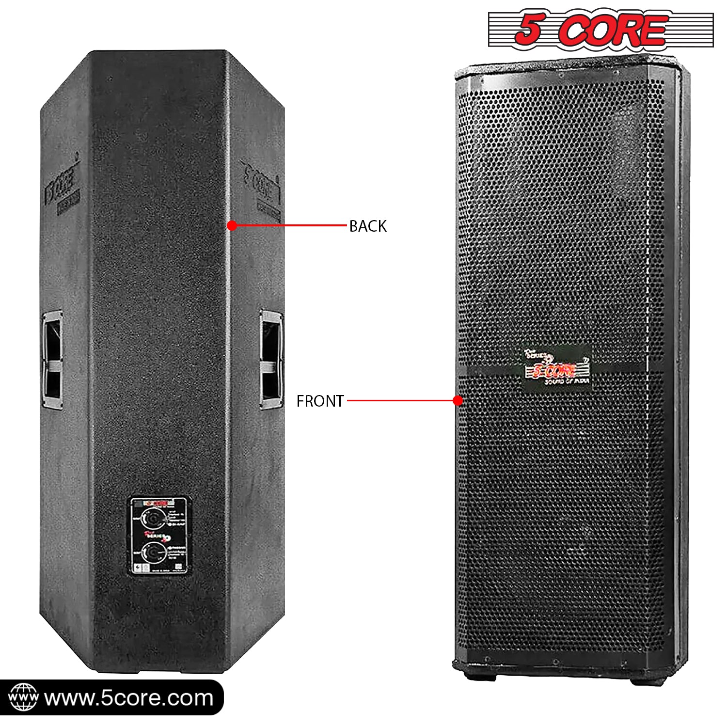 5Core Portable Cabinet PA DJ Speaker System 4Pack  15" 4000W Passive 3 Way Full Range Loudspeaker