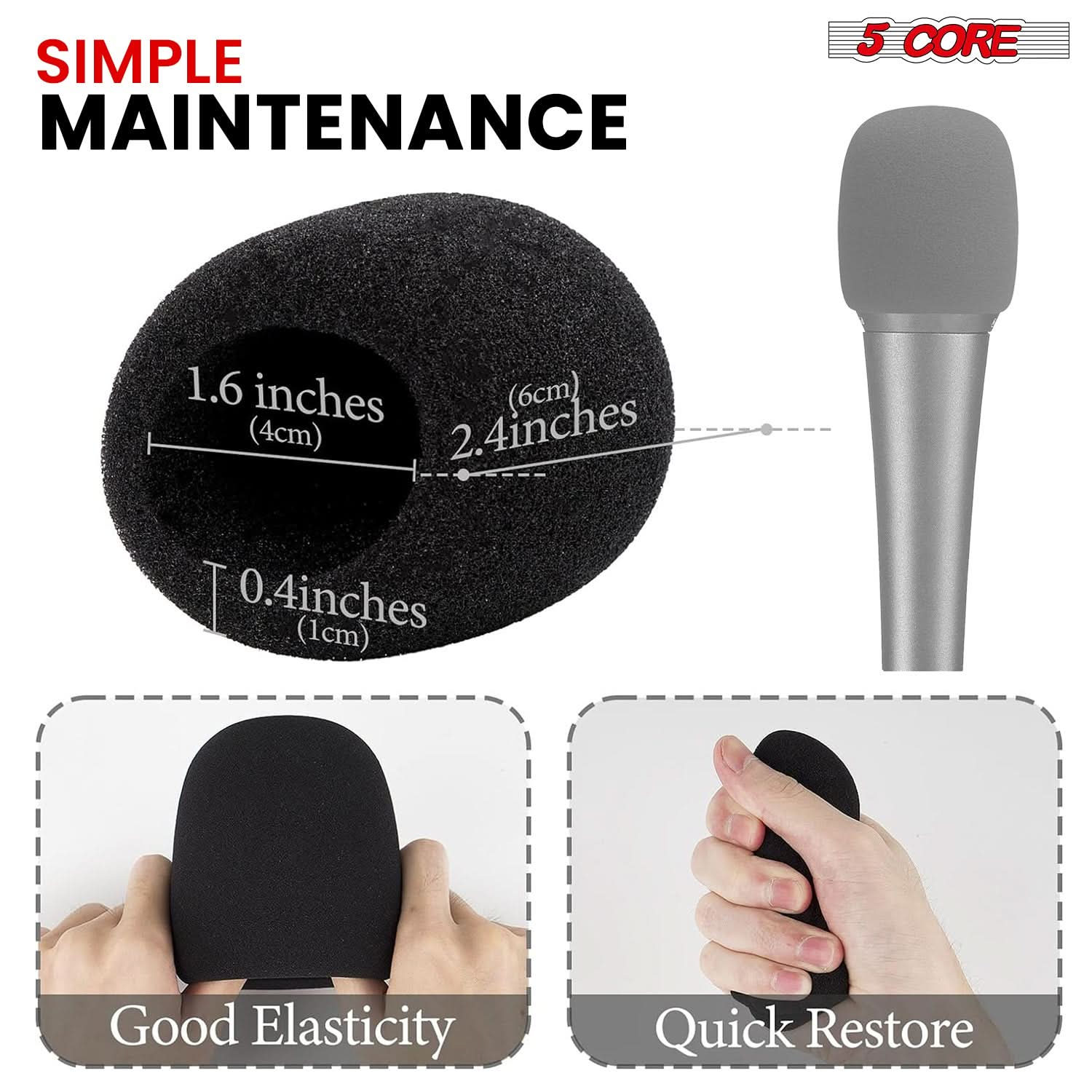 5Core Microphone Cover • Soft Foam Mic Windscreen • Windproof Sponge for Handheld Mic 1/10/25/50 Pc