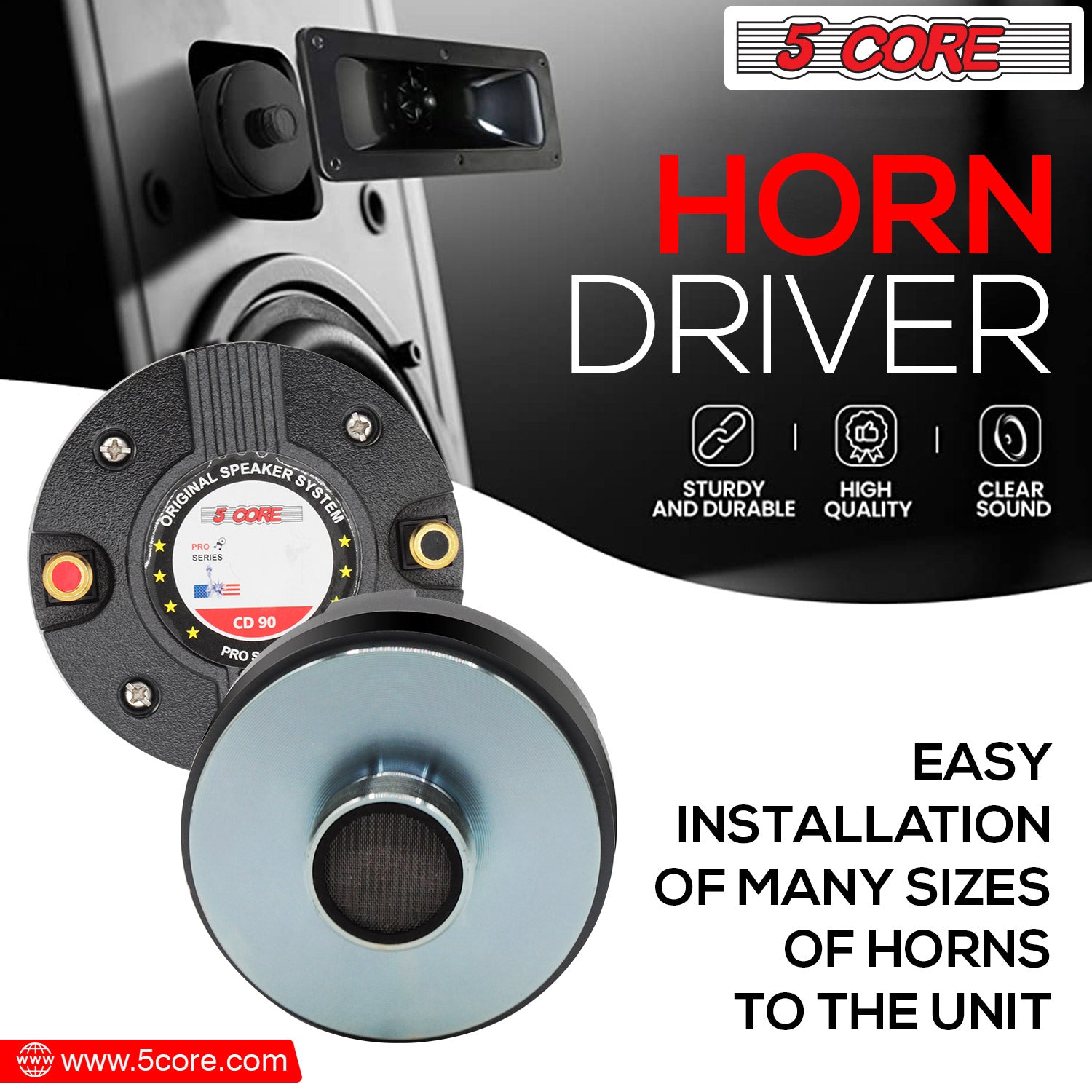 This Tweeter Compression Drive is Easy Installation of many sizes of horns to the unit.