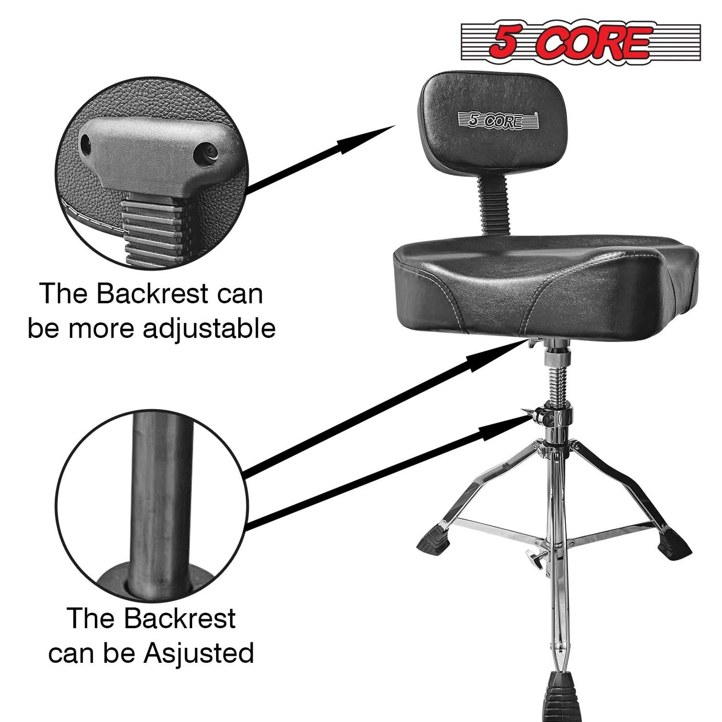 Adjustable Backrest drummer seat