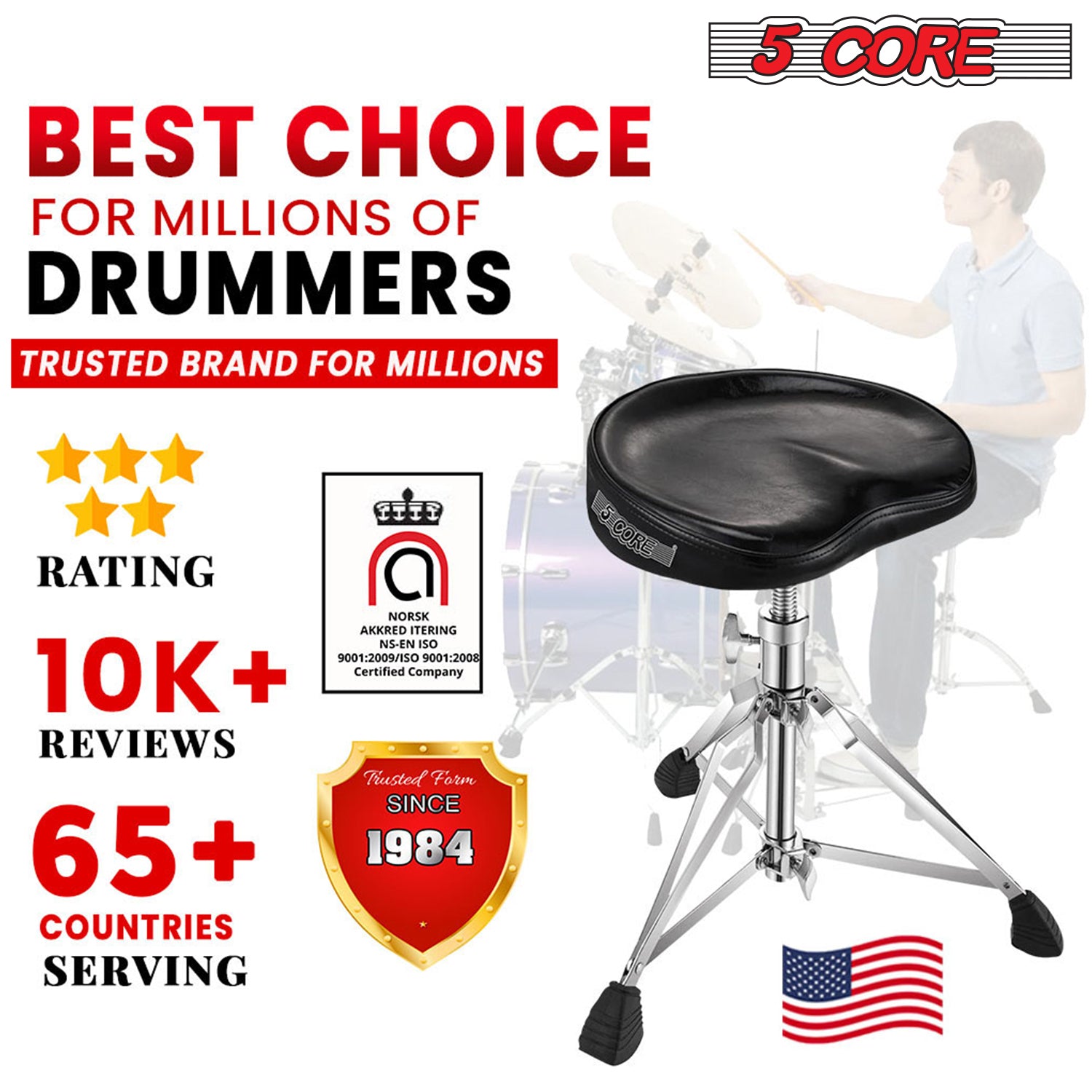 5 Core Musician's Throne: Ergonomic design with padded seat and adjustable height for all musicians.