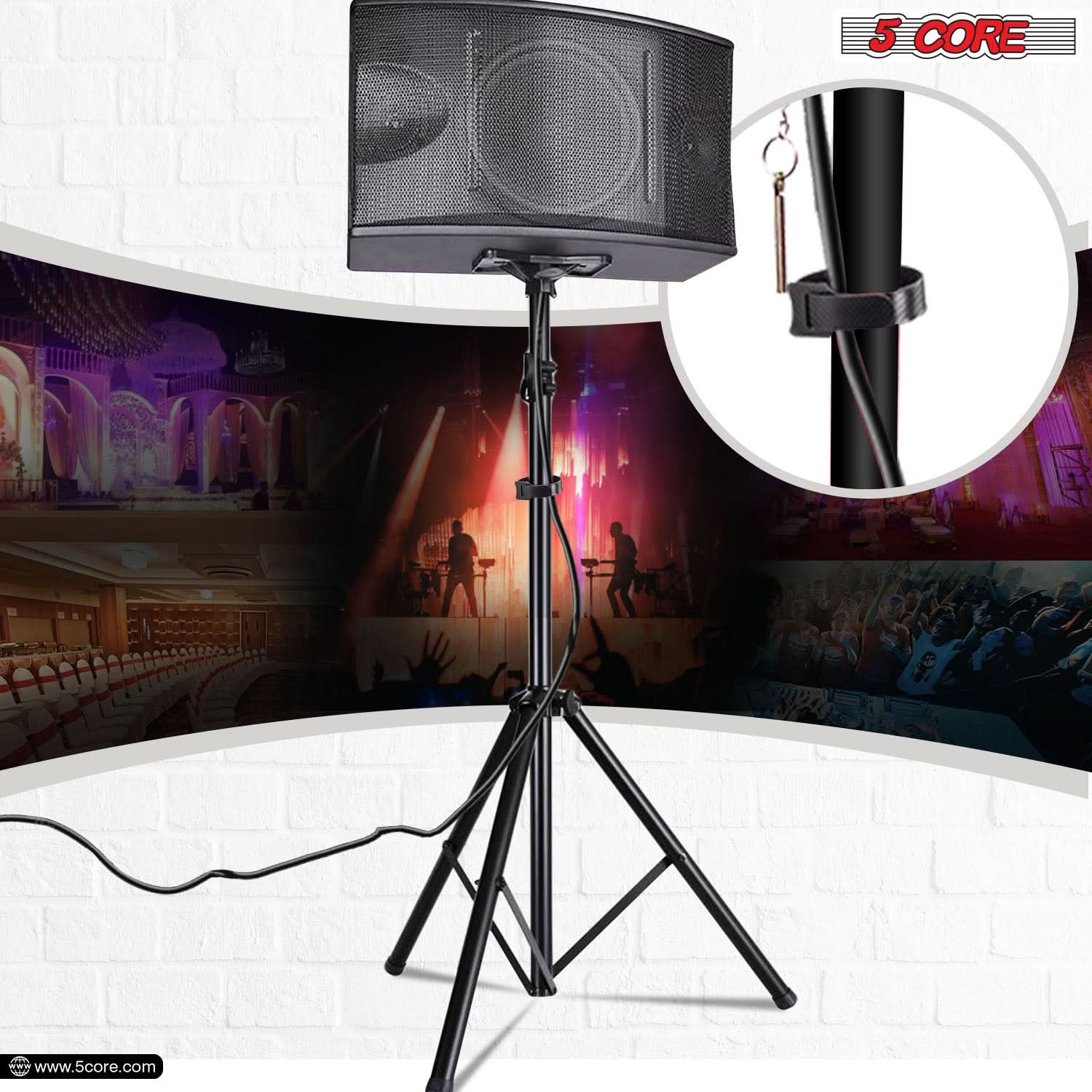 5Core Speaker Stand Tripod Tall Adjustable 72 Inch DJ Pole Mount Studio Monitor Stands Yellow