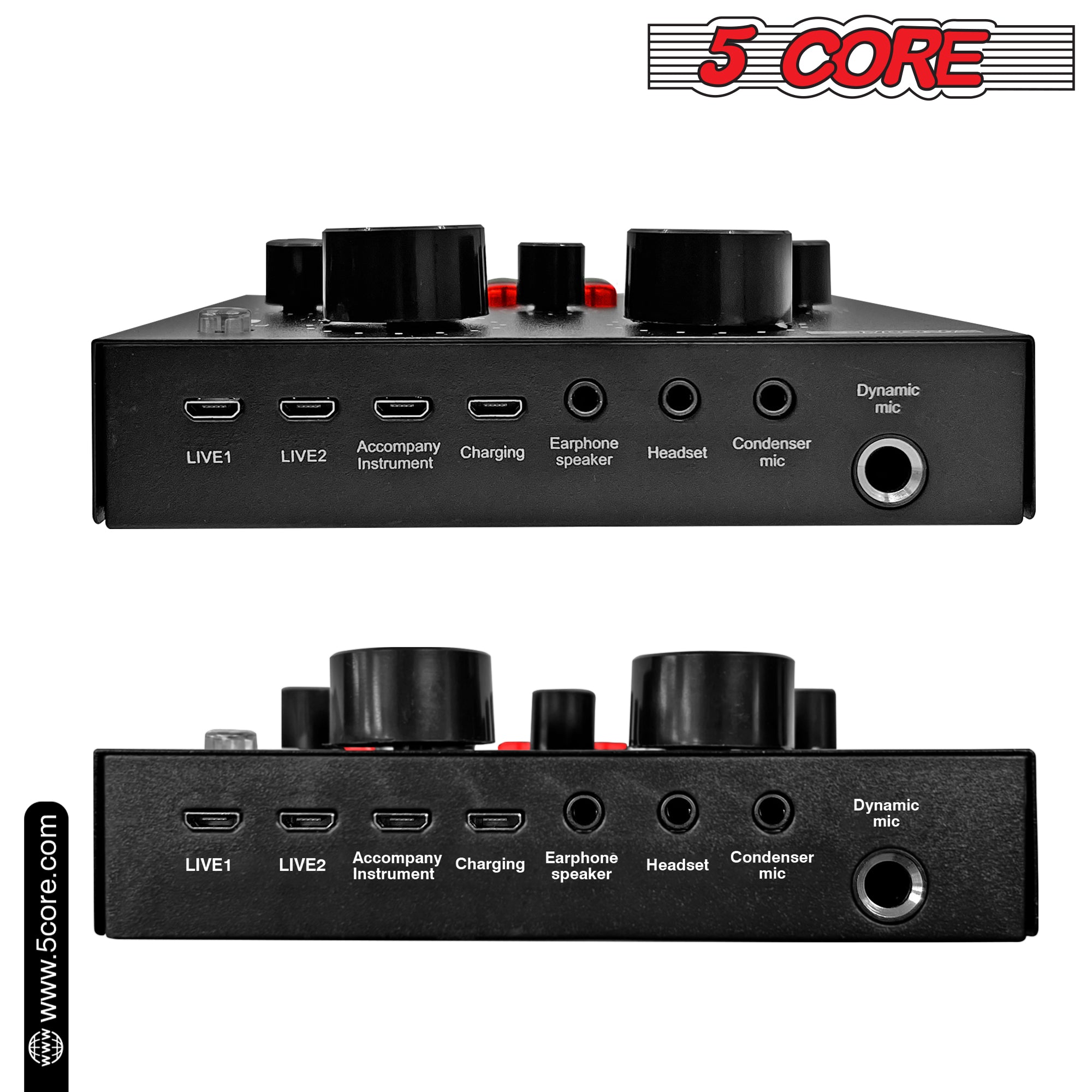 5 Core Studio Recording Kit Podcast Equipment Bundle w Live Sound Card Recording Microphone Desk Arm Shock Mount Sponge XLR Cable Mini Tripod -RM 8 BG