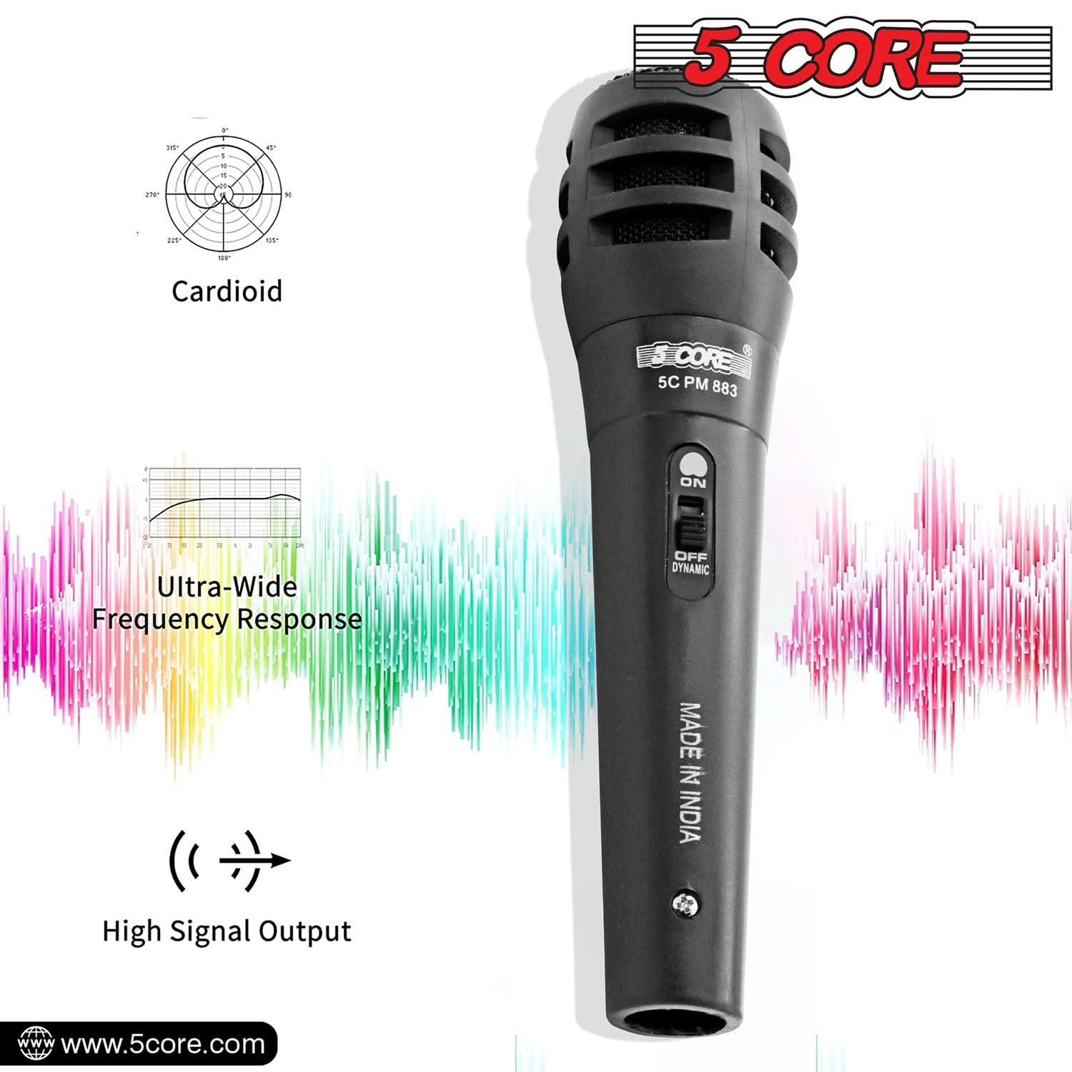 5Core XLR Microphone Dynamic Mic Karaoke Singing Studio Mics Handheld Microfono