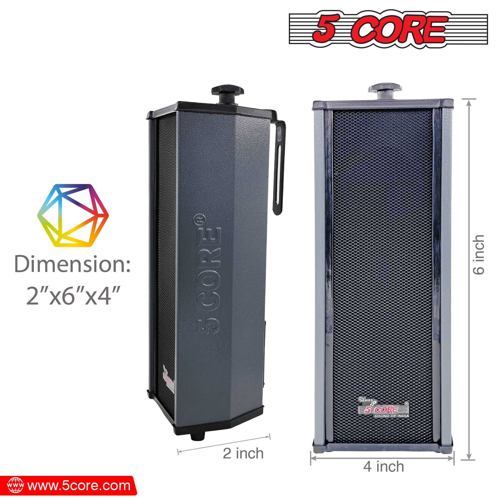 5 Core Wall Speaker System 2Pack • 2 Way 100W PMPO • In-Wall Mount Speakers • Heavy Duty Enclosure