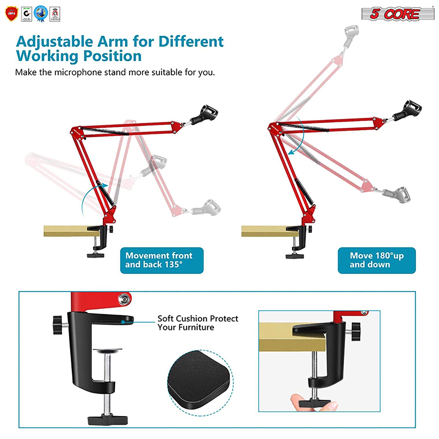 adjustable arm for different working position