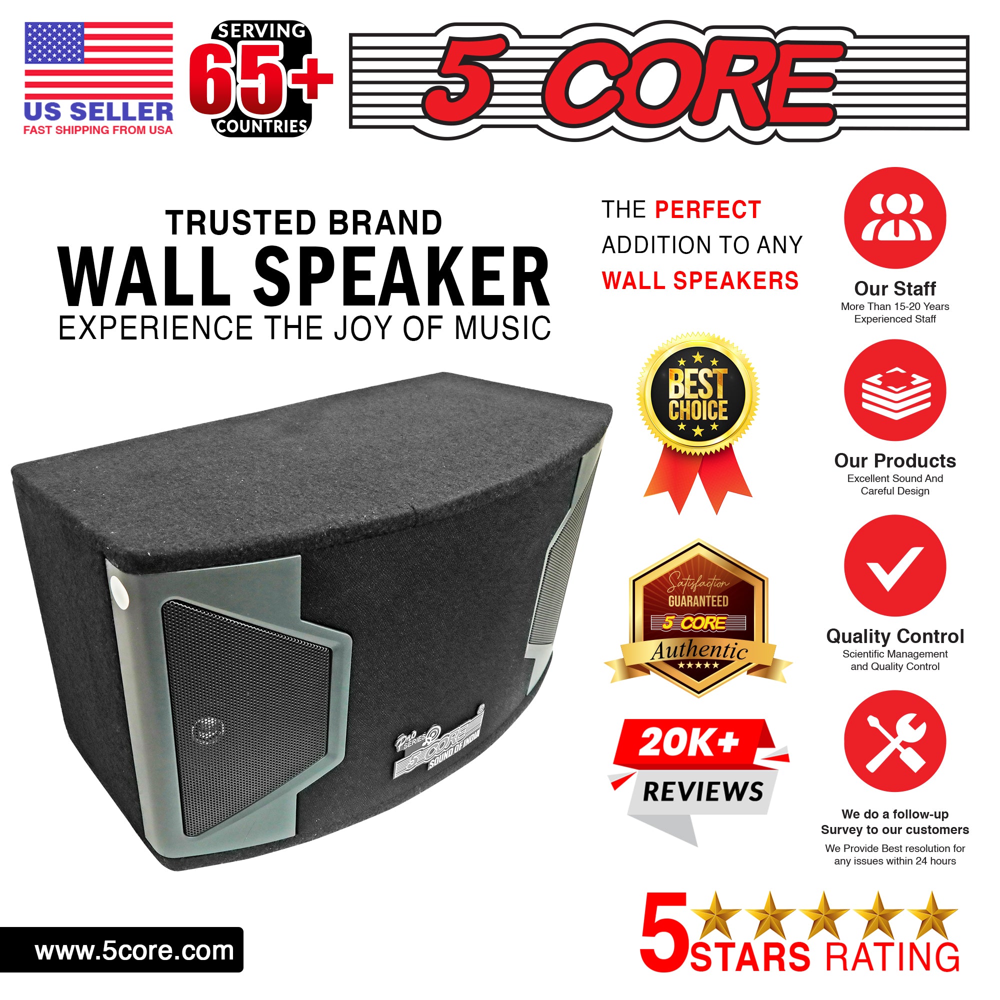 5Core Outdoor Wall Speakers 2 Way 80W RMS Premium Wall Mount Speakers Heavy Duty ABS Enclosure