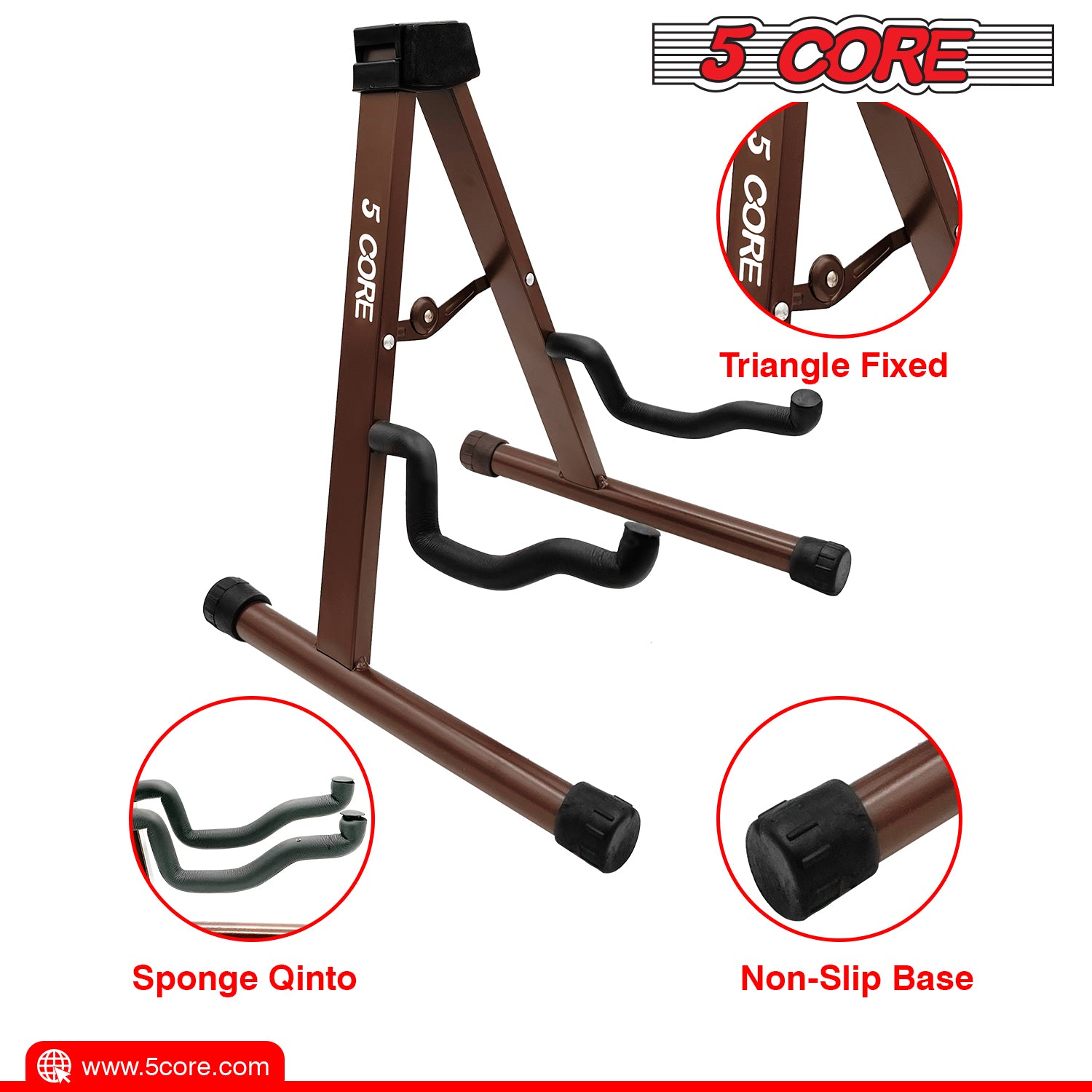 5 Core Guitar Stands Floor • Universal A-frame Folding Guitar Holder • w Secure Lock w Soft Padding