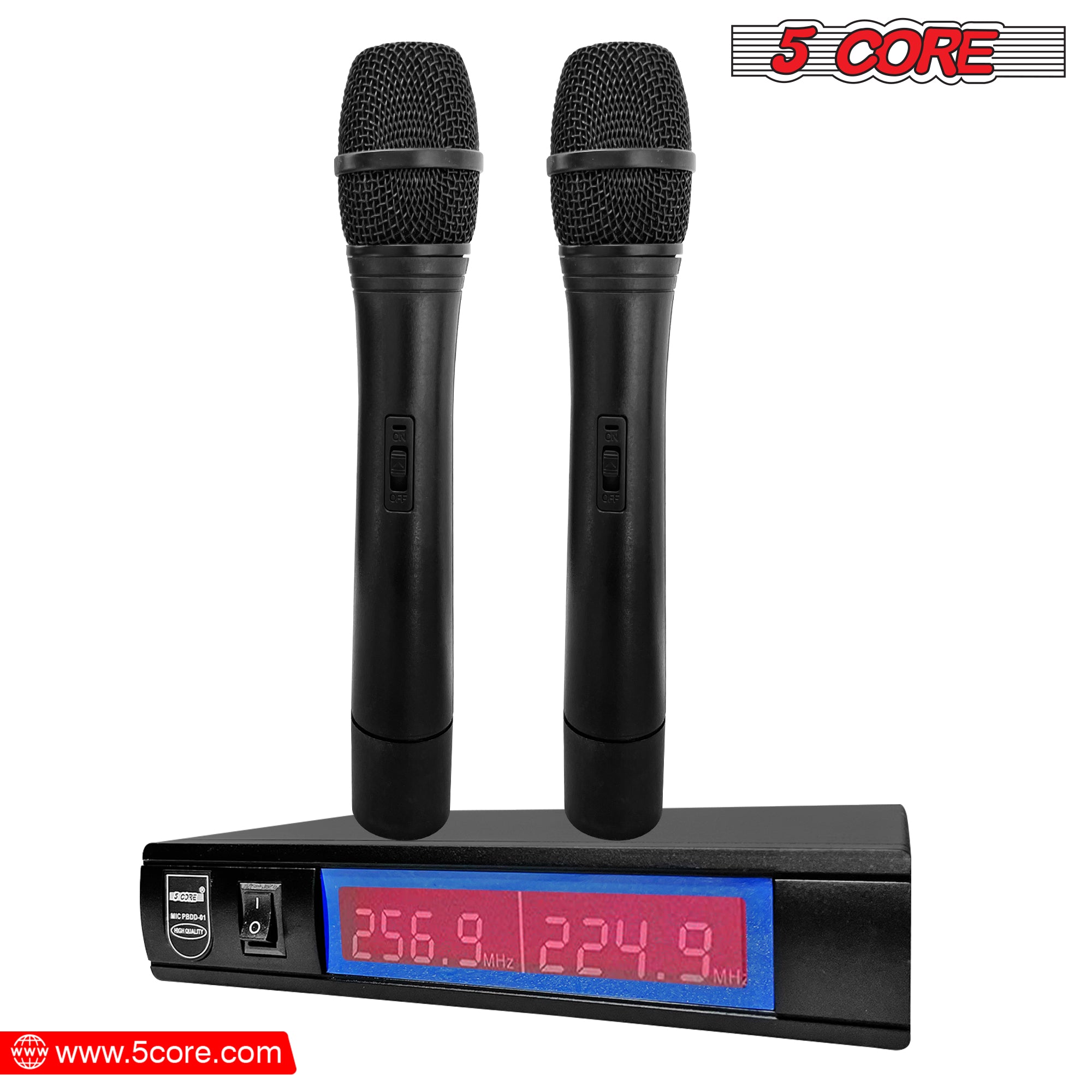 5Core VHF Dual Channel DIGITAL 2 Pieces Wireless Microphone System Receiver & Hand Mic WM PBDD 01