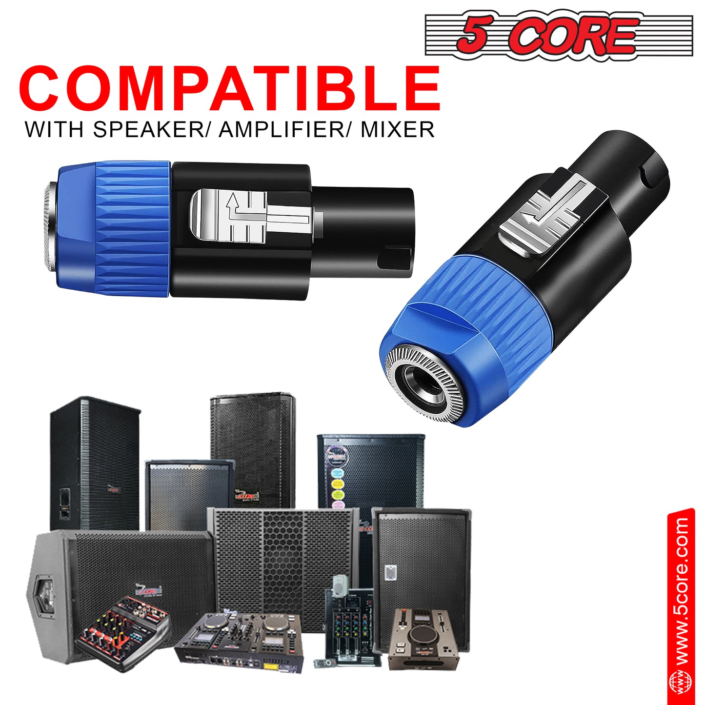 5 Core Speakon To 1/4 Adapter Connector, Upgraded 1/4 Female To Male Connector Speaker SPKN M-1/4 ADP F 1PC