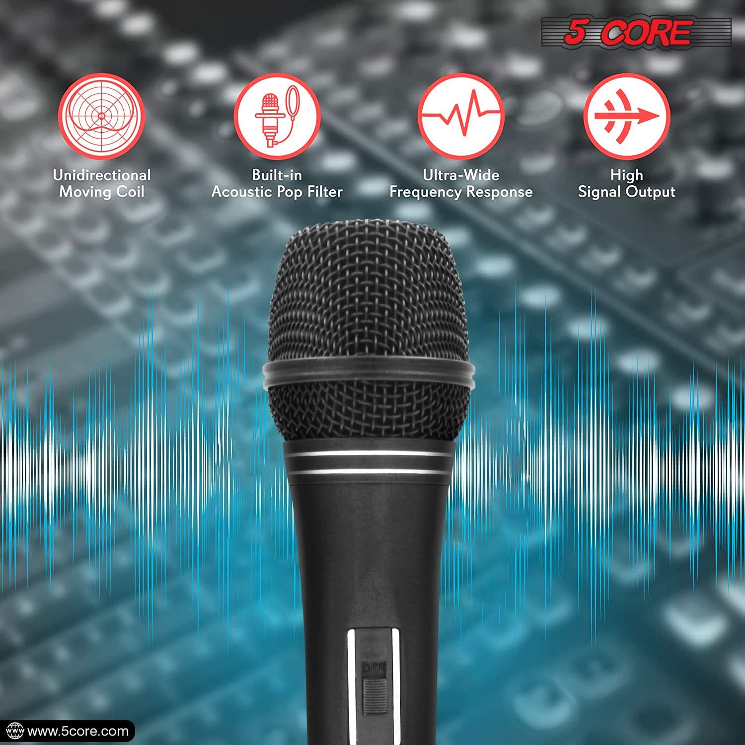 5Core Microphone For Singing Karaoke Neodymium Dynamic Mic Cardioid XLR Wired Microfono 1/2/3 Pc