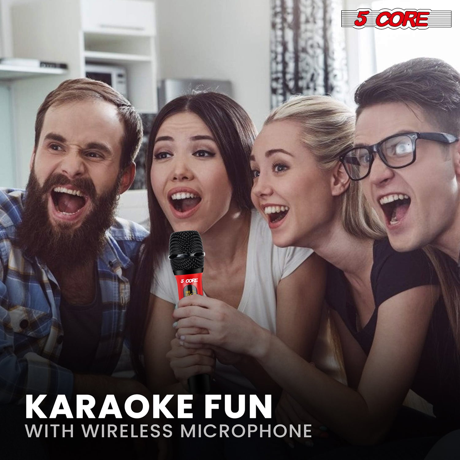5 Core UHF Wireless Microphone • 210FT Max Range Microfonos Inalambricos • Cardioid Karaoke Dynamic Mic Red Black/ Red Gray