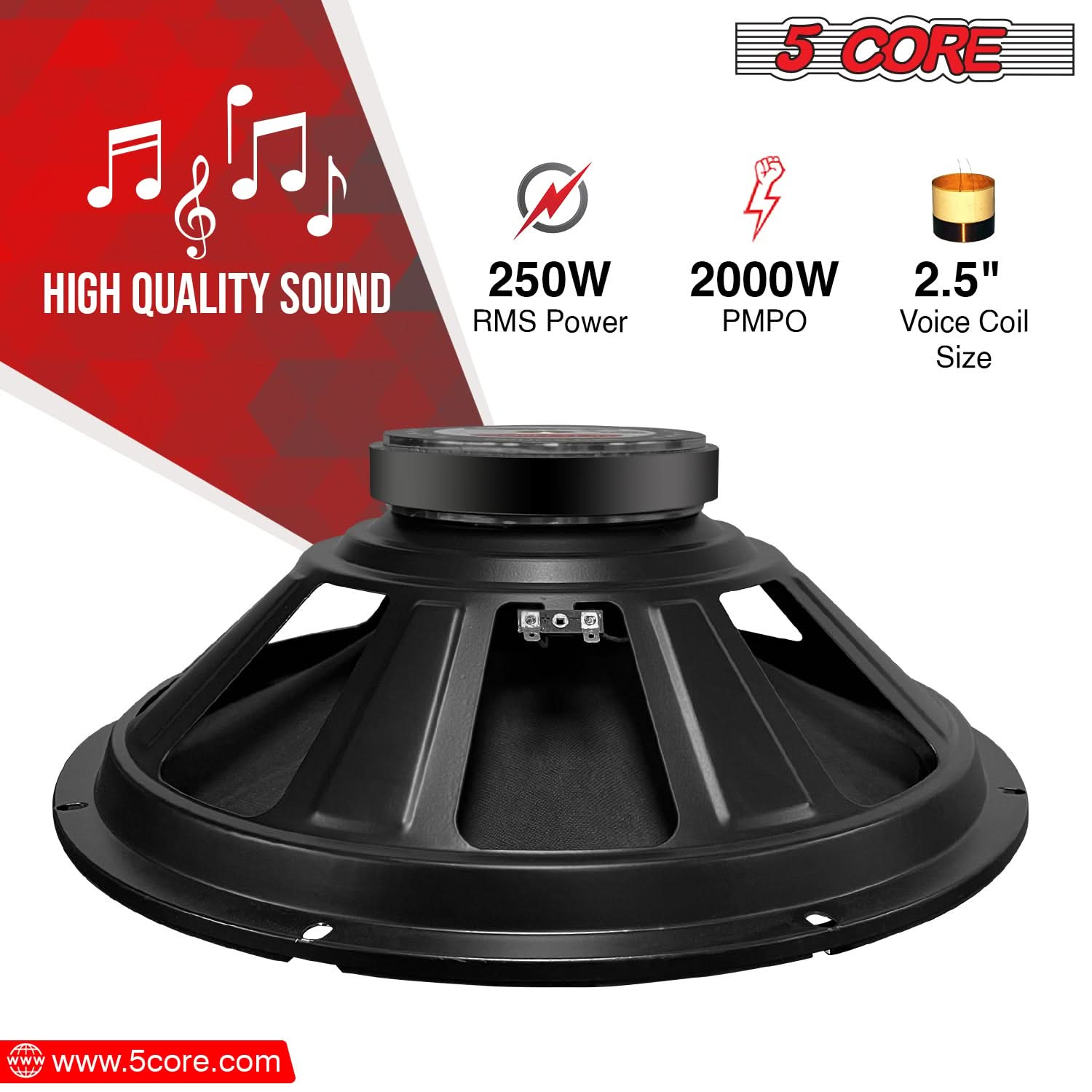 5Core 15 Inch Subwoofer Speaker with 2000W Peak Power