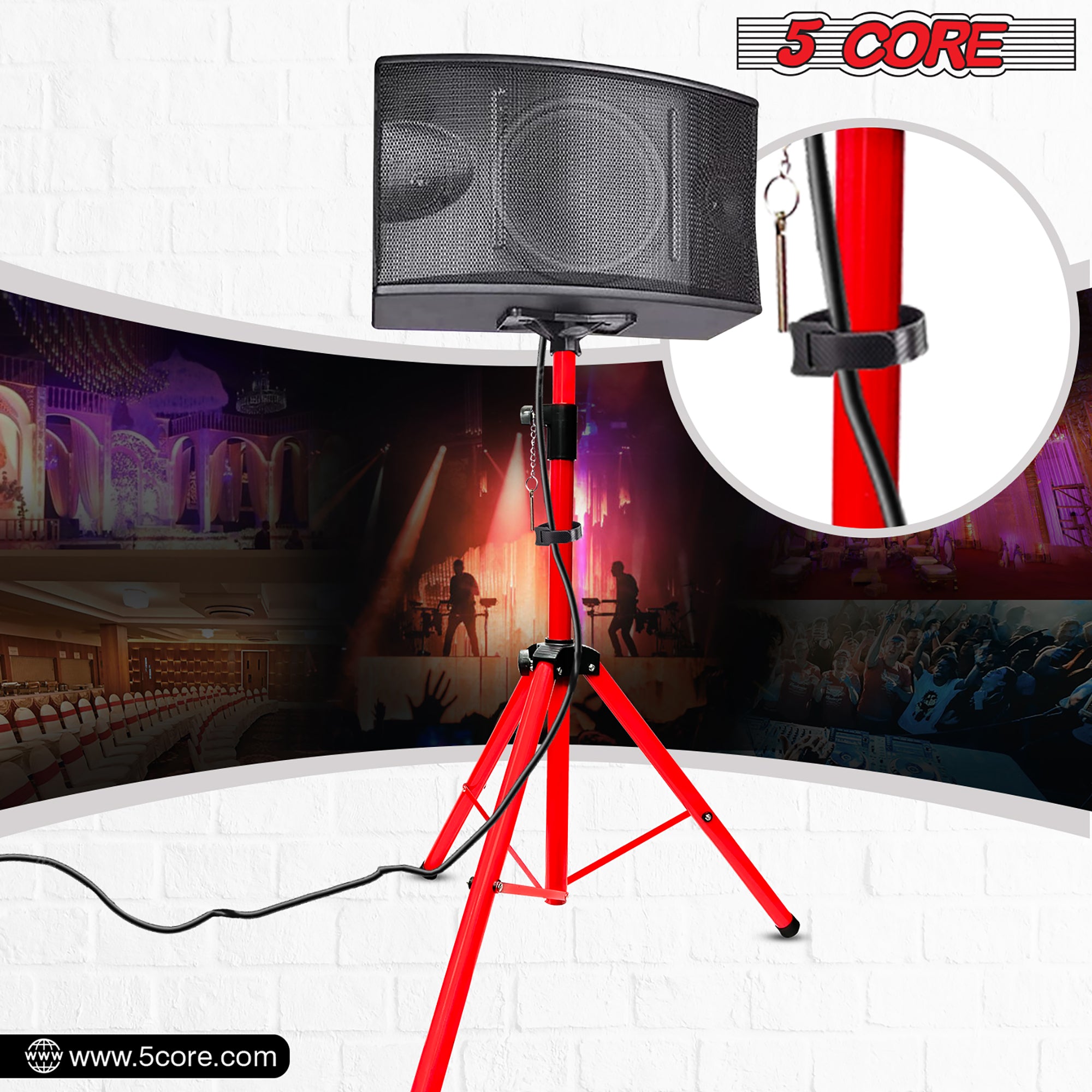 Compatible with various speakers, adjustable height, outdoor use, black color, 3.8 lbs.