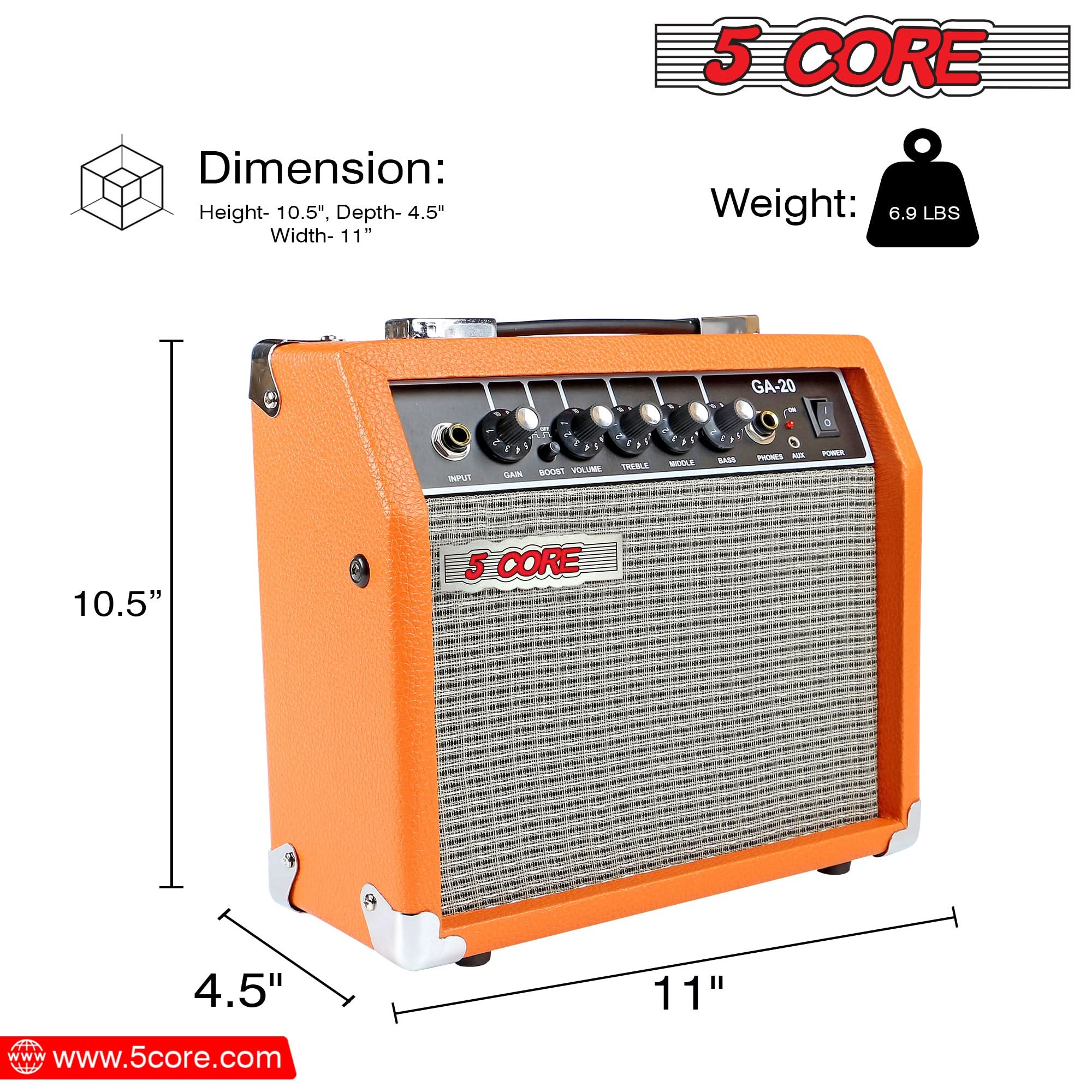 Dimension of the electric amps