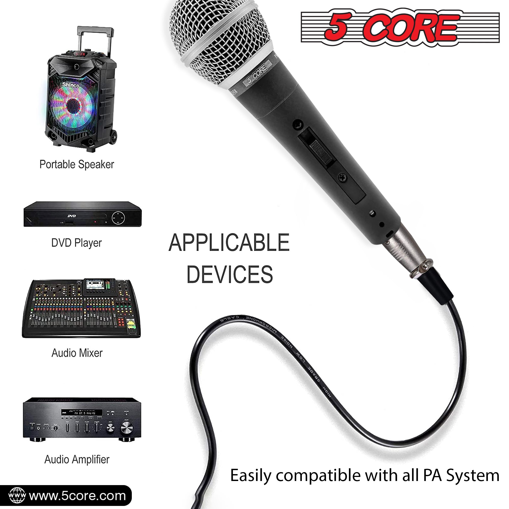 Dynamic XLR microphone ideal for karaoke singing.