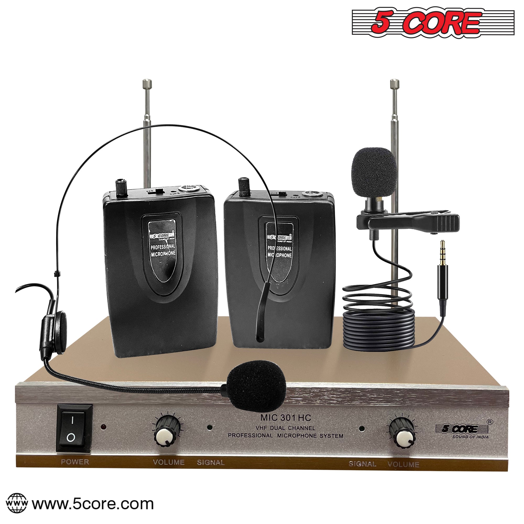 5 Core Dual Channel Wireless Microphone System 
