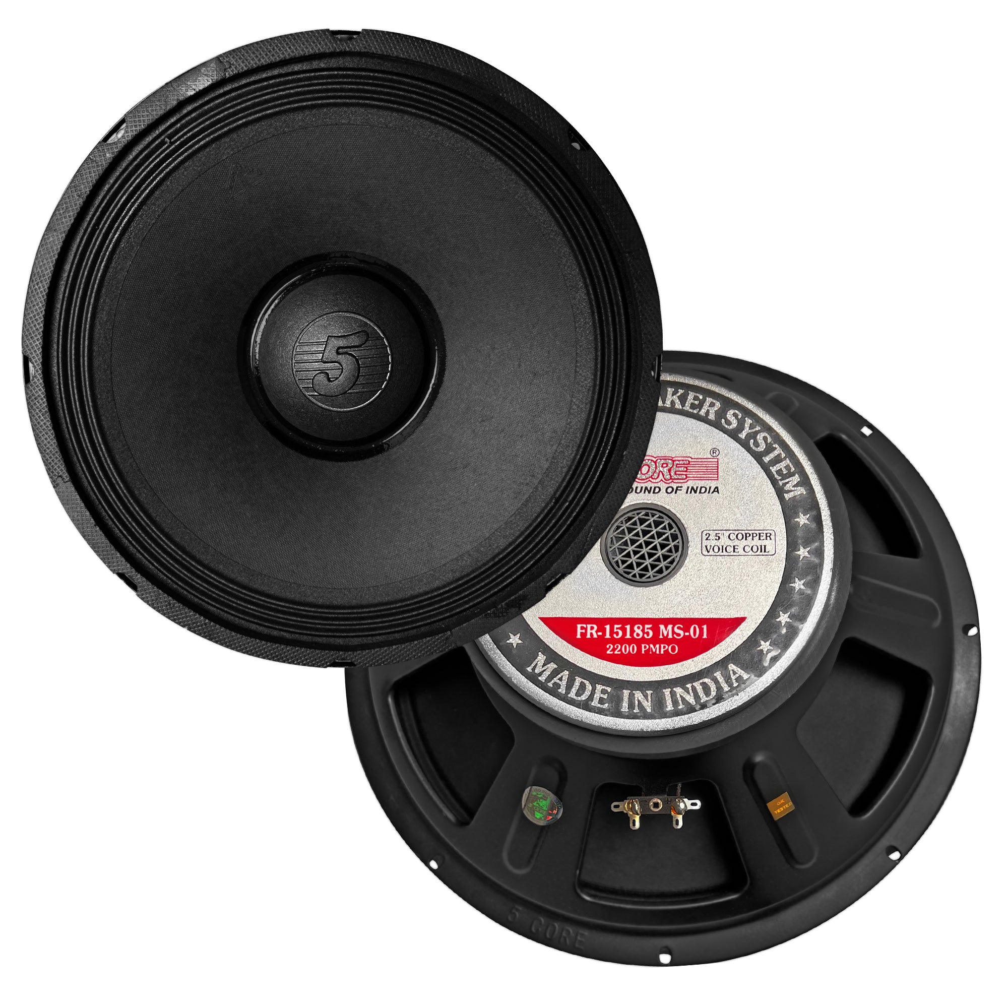 5 Core 15 Inch Subwoofer Speaker 2200W Peak 8 Ohm Replacement DJ Bass Sub Woofer w 90 Oz Magnet