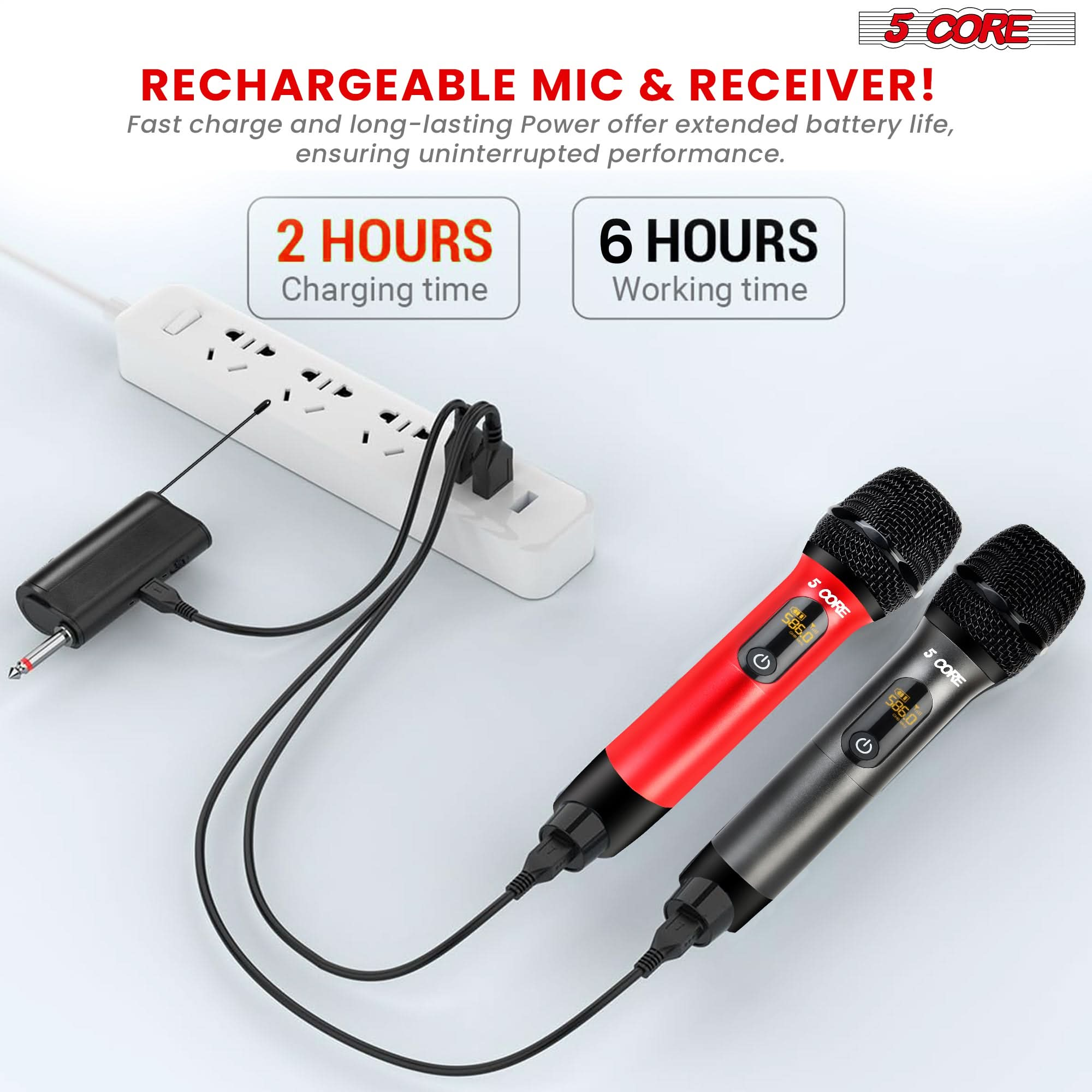 Experience uninterrupted performances with our rechargeable microphone, designed for a quick and efficient charge