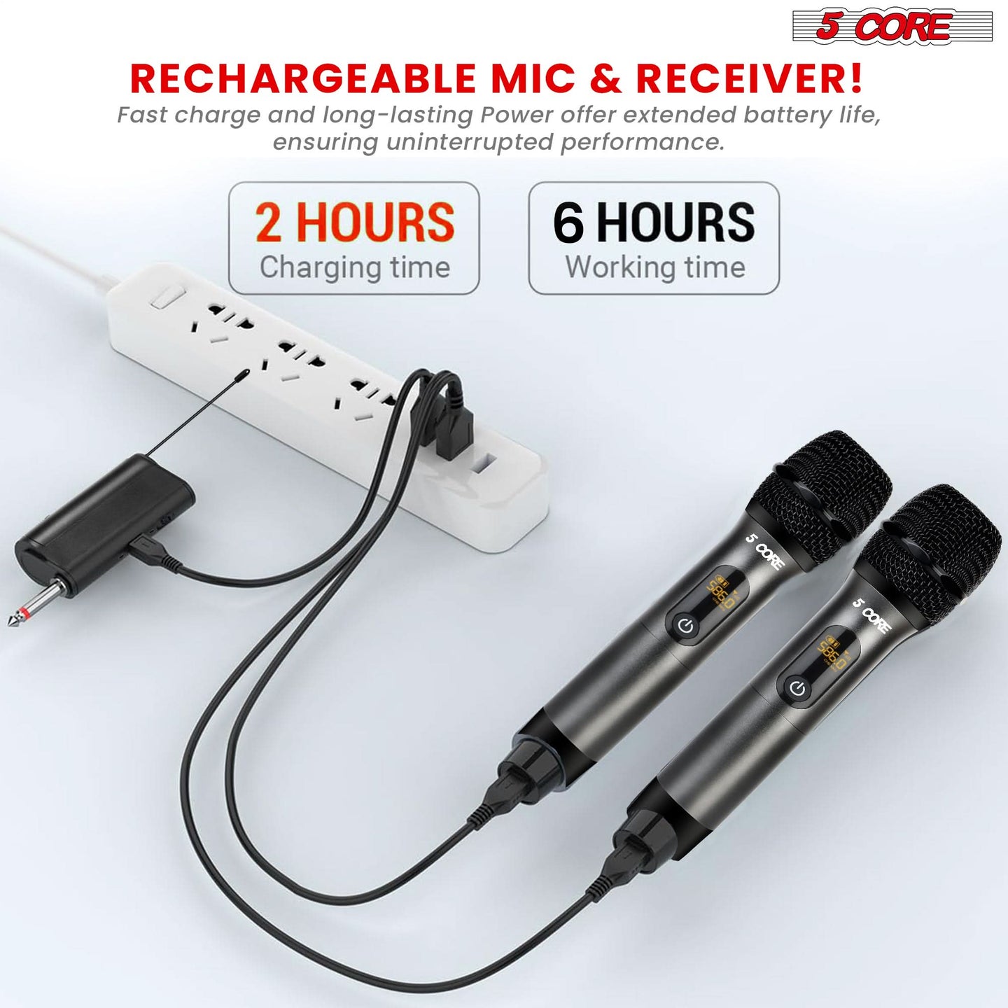 Experience uninterrupted performances with our rechargeable microphone, designed for a quick and efficient charge