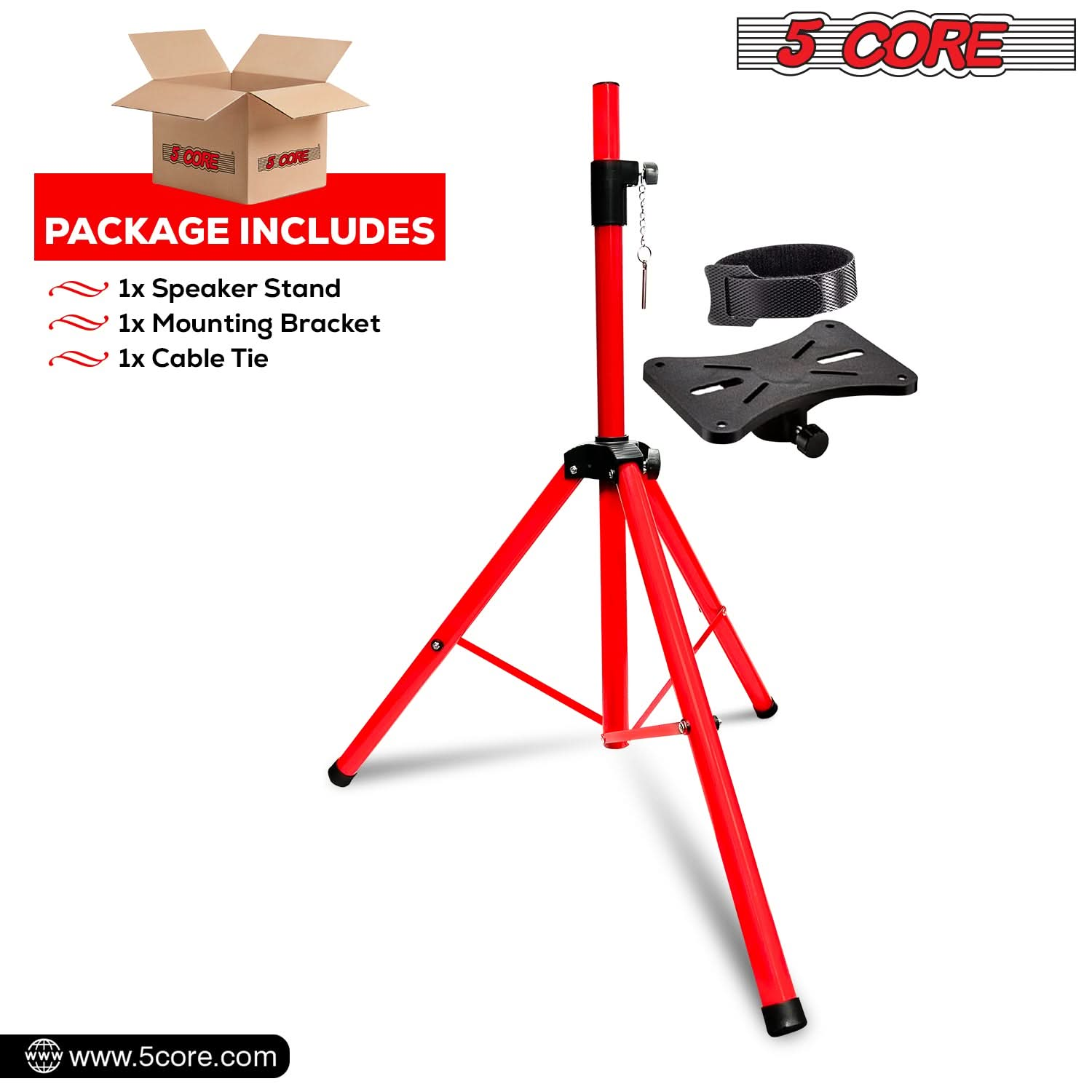 5Core Speaker Stand Tripod Tall Adjustable 72 Inch DJ Studio Monitor Stands Pole Mount BLACK