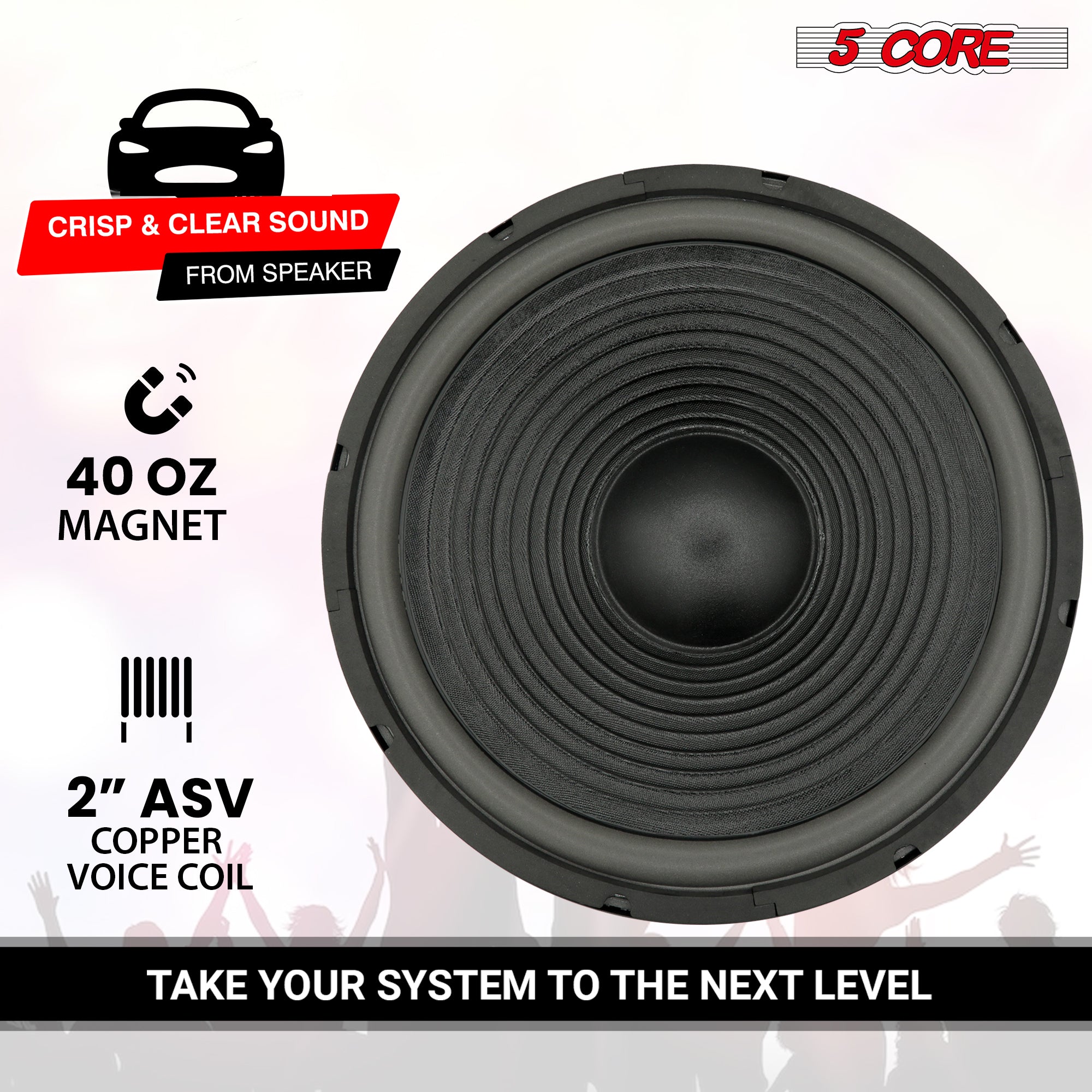 5Core 15 Inch Subwoofer Speaker 450W Max 4 Ohm Replacement Car Bass Sub Woofer 40 Oz Magnet 1/ 2 Pc