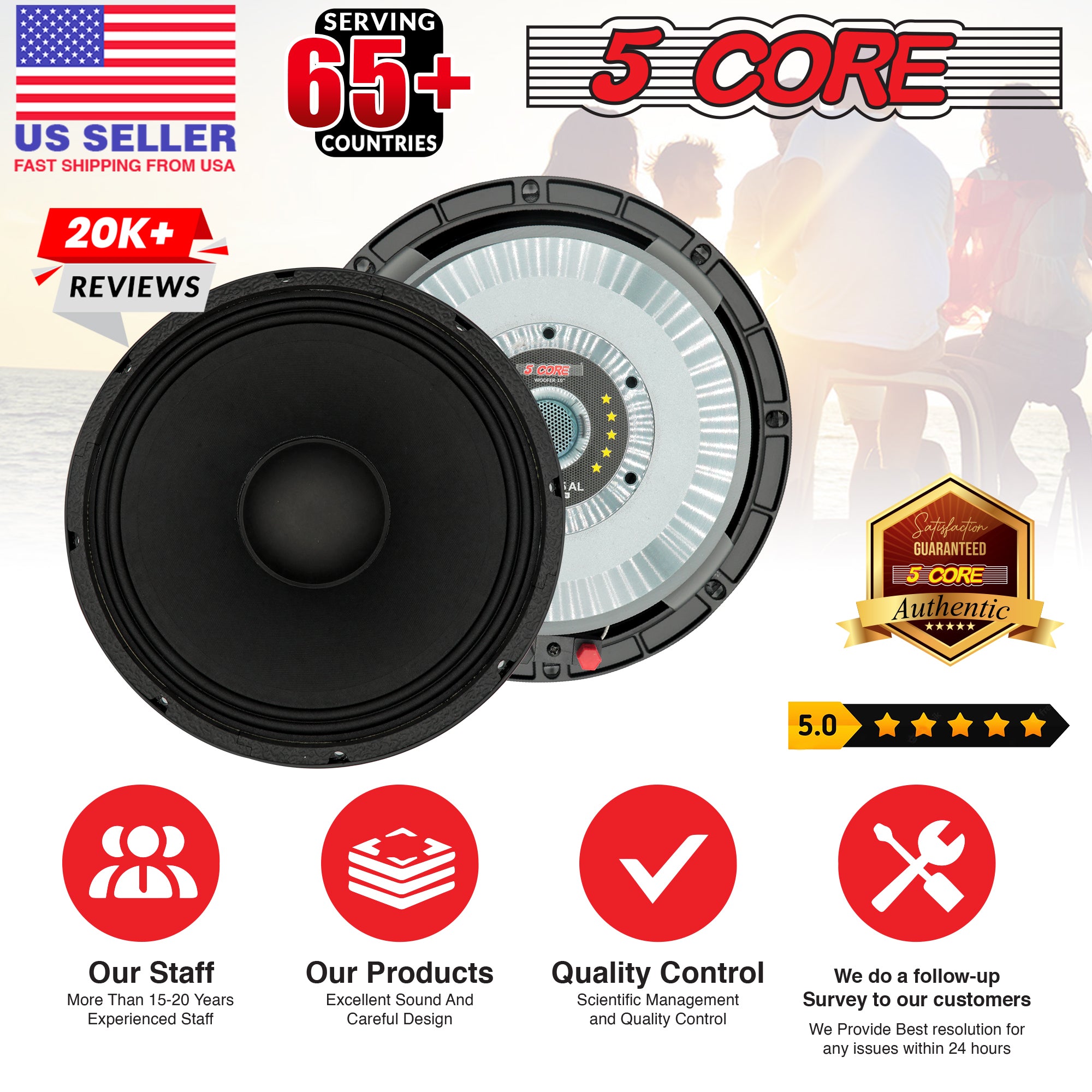 5Core 10 Inch Subwoofer Speaker 600W Max 8 Ohm Fullrange Replacement DJ Bass Sub Woofer Loudspeaker