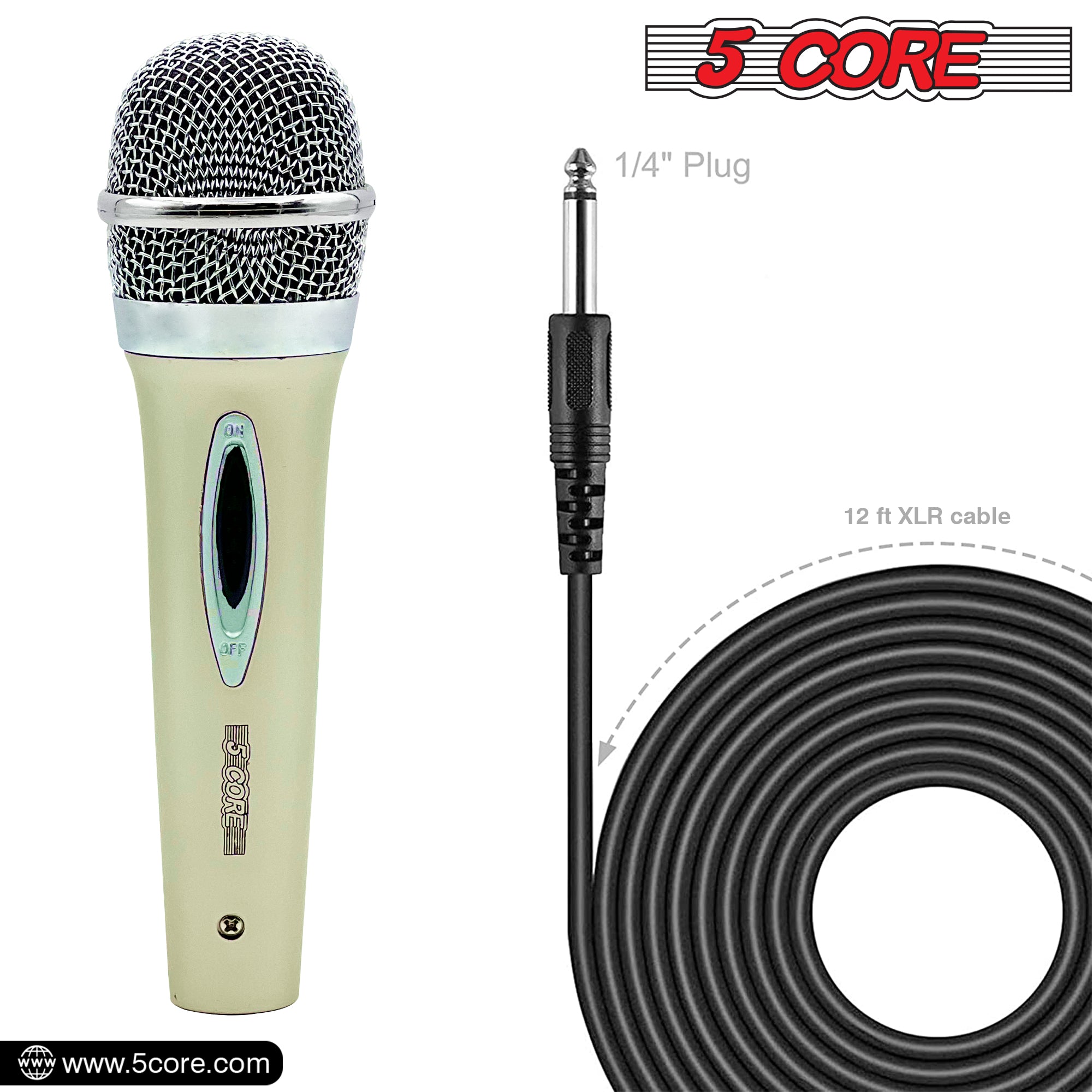 Professional Karaoke Microphone: 5 Core PM 286 WH