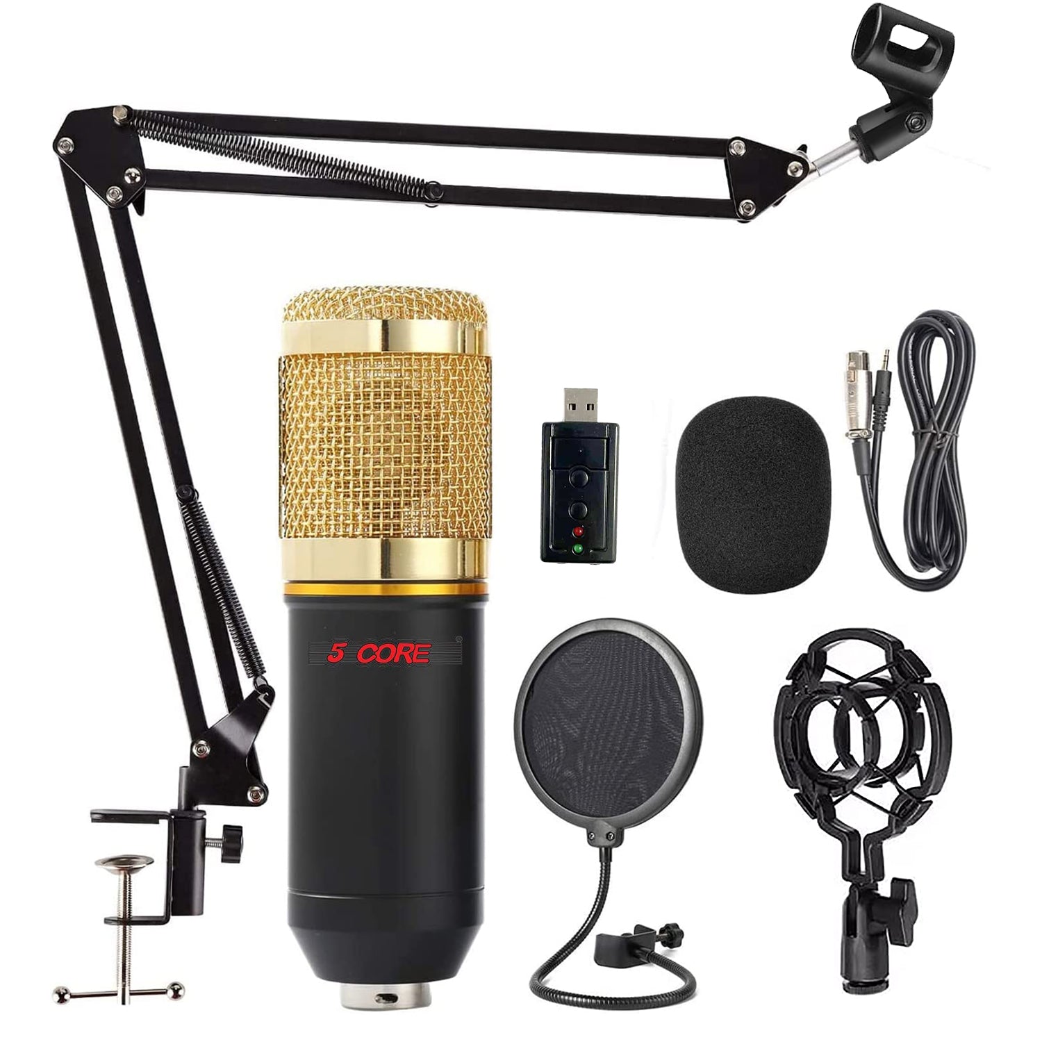 Audio Interface Kit - 2 Condenser Microphones, All In One, Karaoke, Podcast