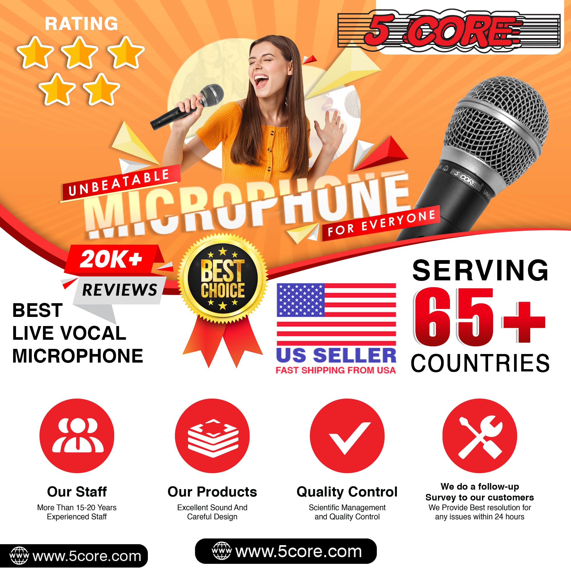 Dynamic cardioid microphone for karaoke singing.