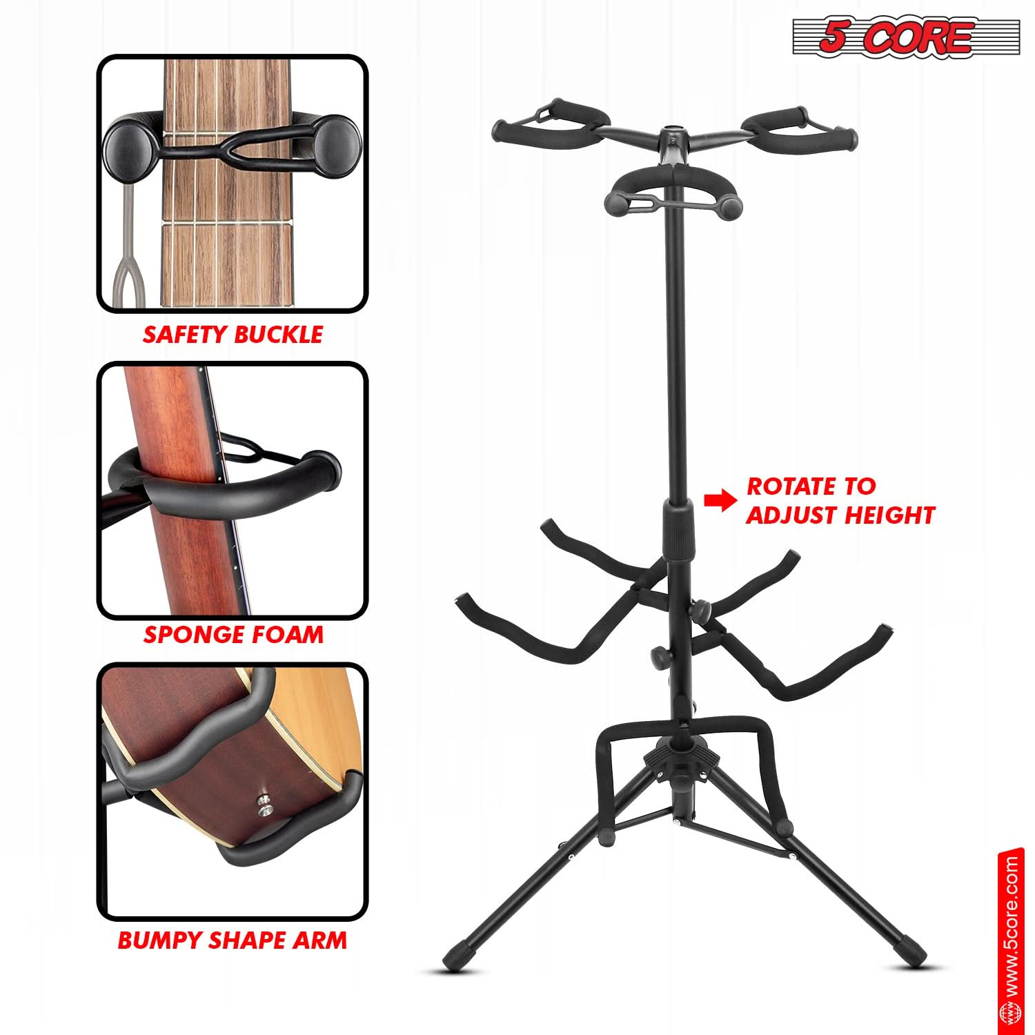 Dual guitar stand floor for height adjustability