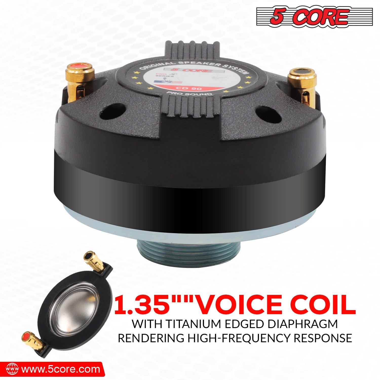 5 CORE Compression Driver Titanium Voice Coil 200W Max Audio Horn Speaker Tweeter System Extremely Loud