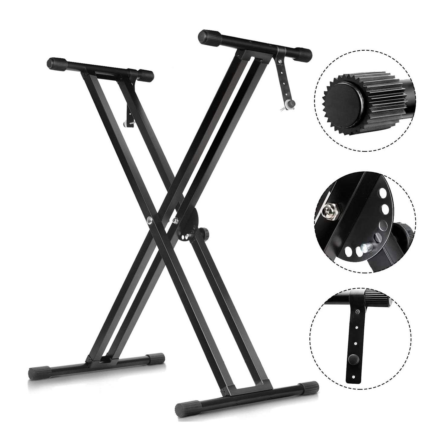 5Core Keyboard Stand Double X Style Adjustable Lift Piano Riser For 49 To 88 Keys