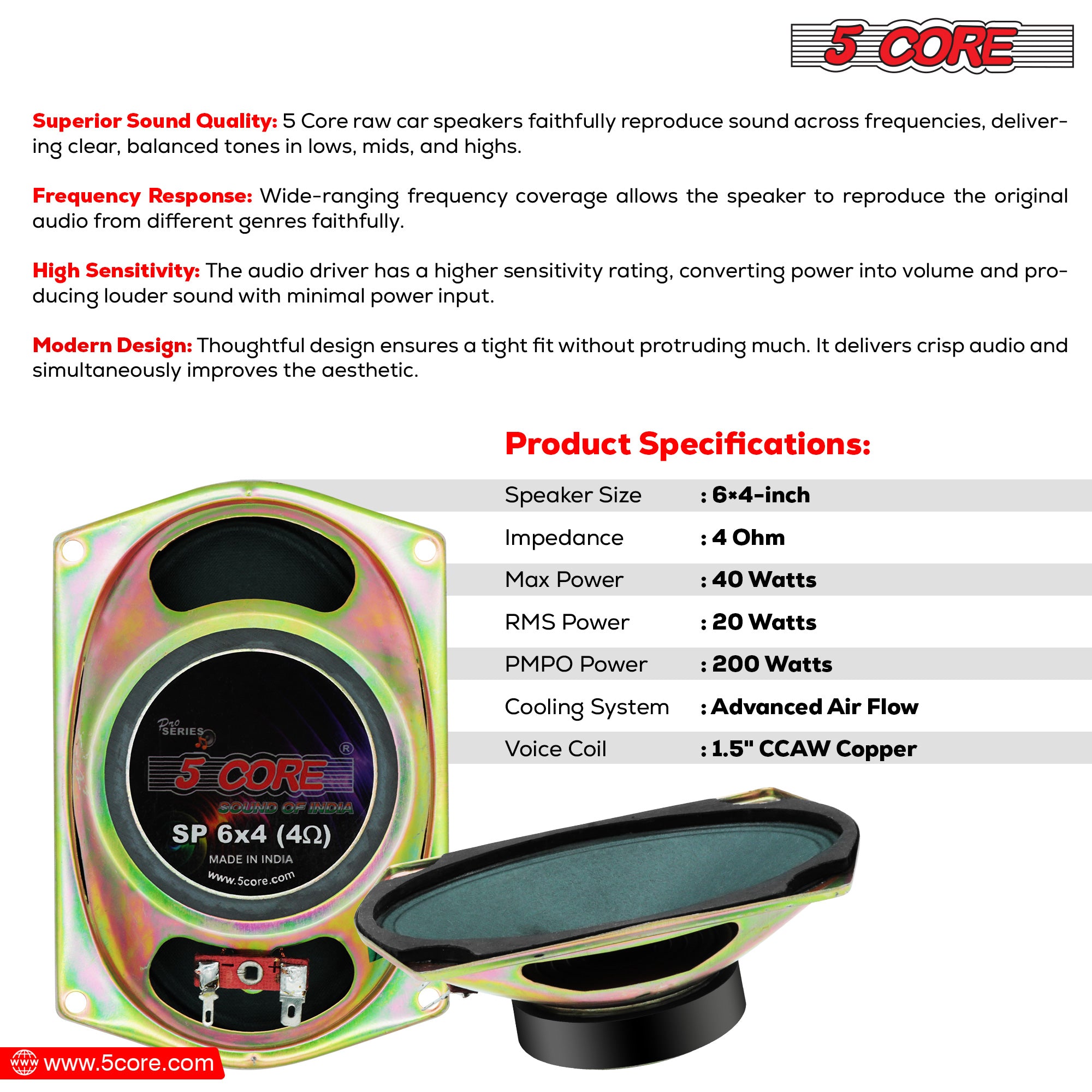 Specification of 6x4 Inch Subwoofer