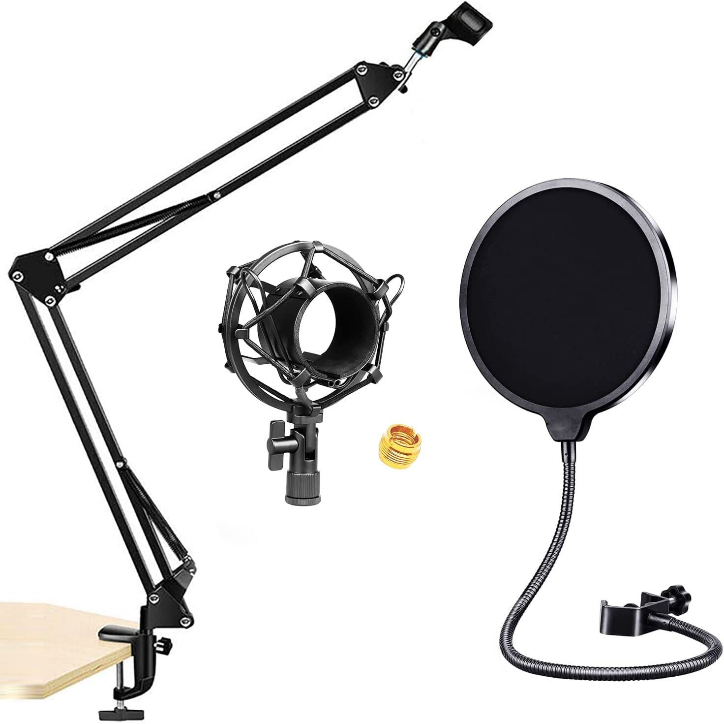 5 Core Microphone Stand Heavy Duty Arm Stands w Professional Pop Filter Shock Mount Holder
