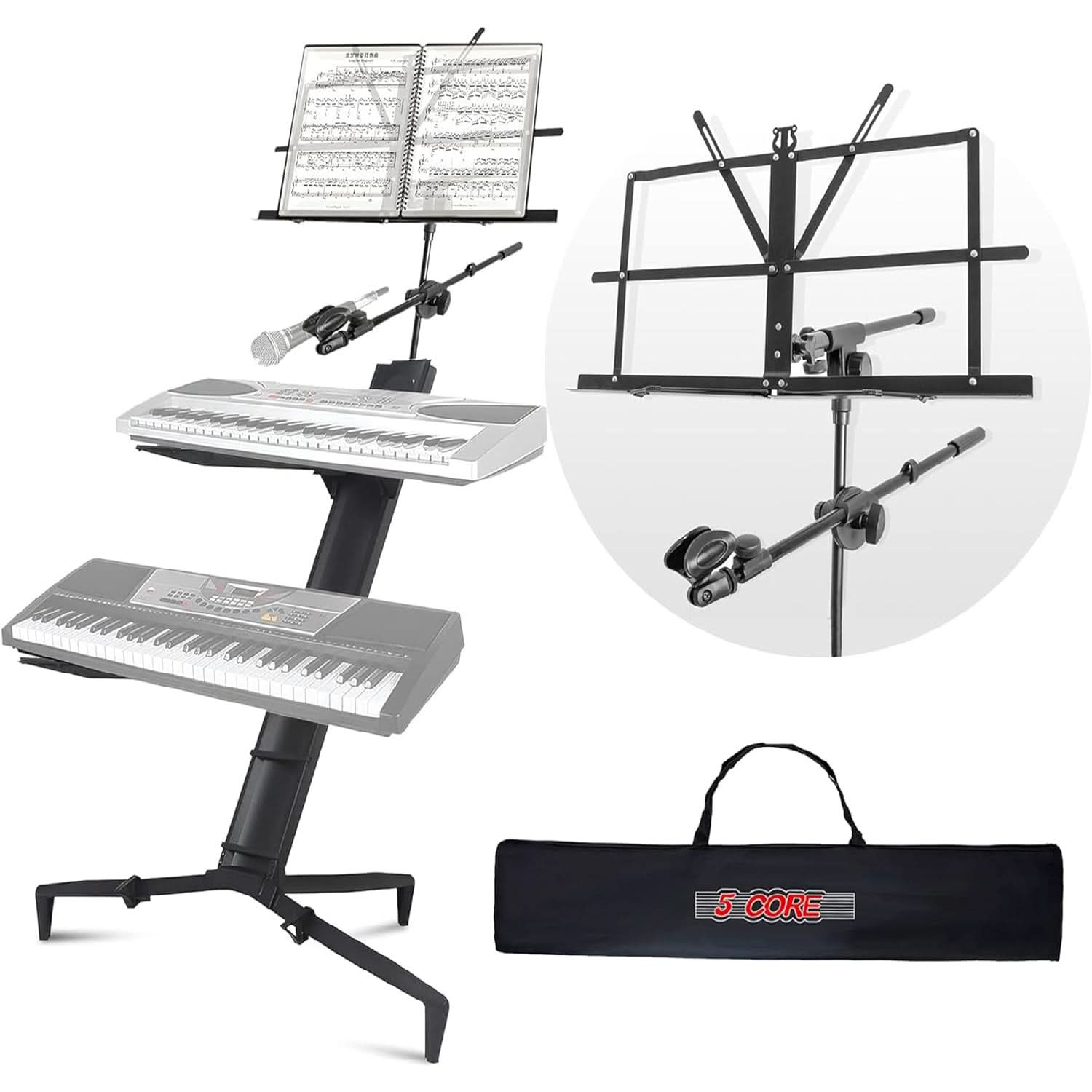 5Core Keyboard Stand 2 Tier Classic Adjustable Electric Piano Sturdy Holder